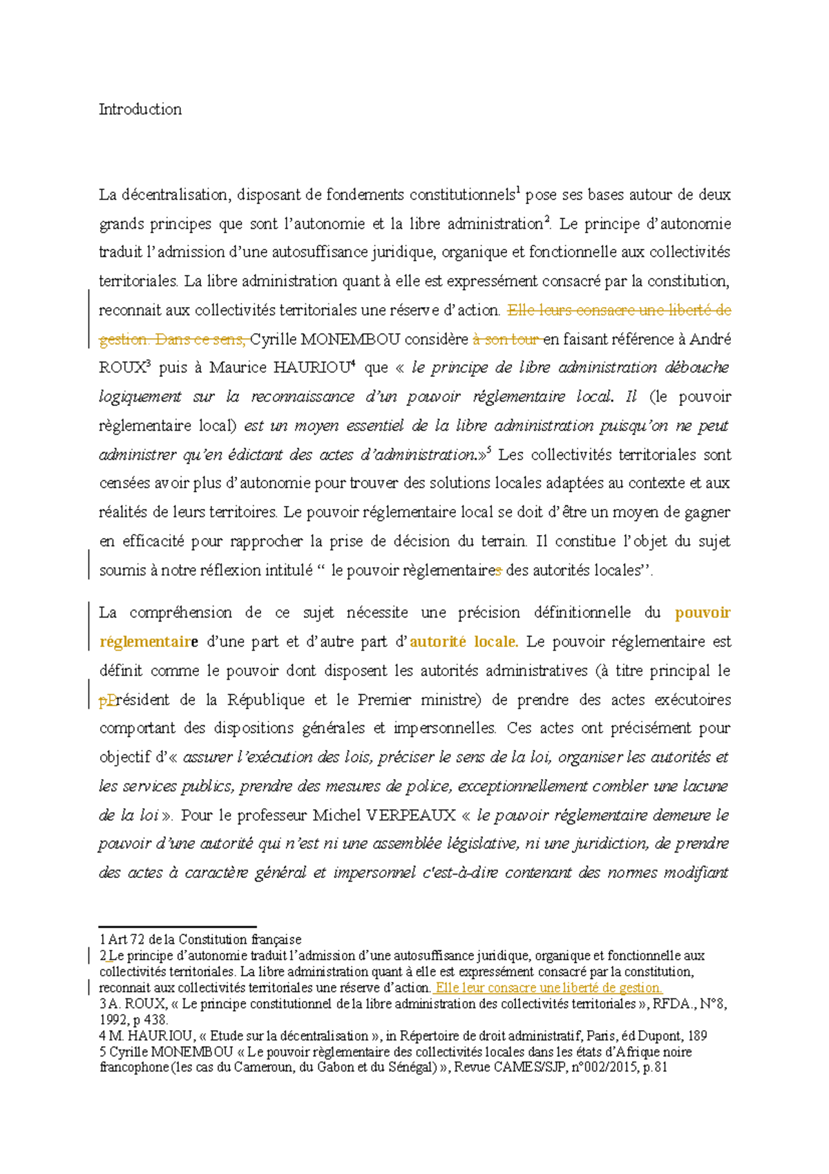 Les actes réglementaires des collectivités territoriales - Introduction ...