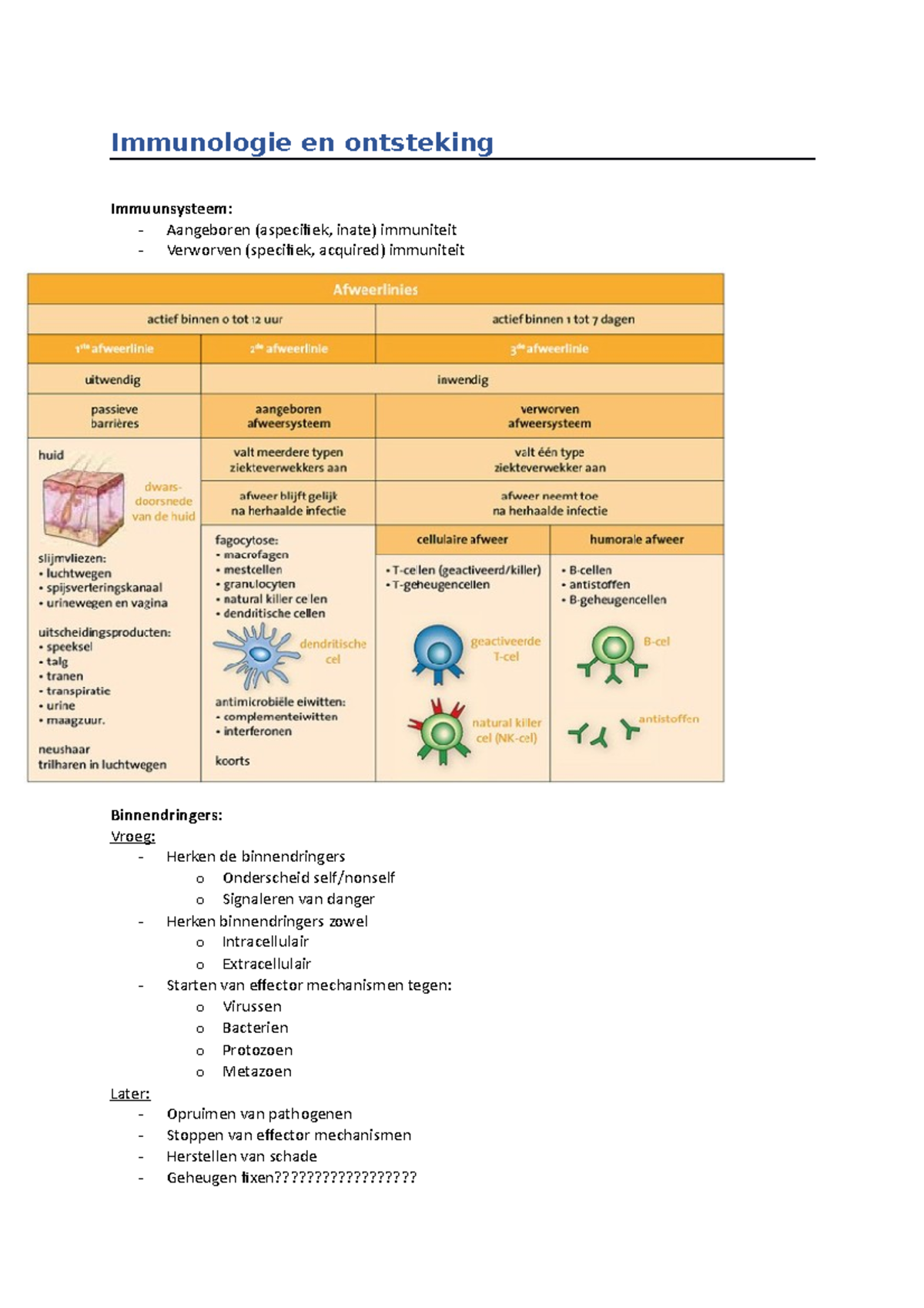 1 - Immunologie En Ontsteking(en Infectie) - Immunologie En Ontsteking ...