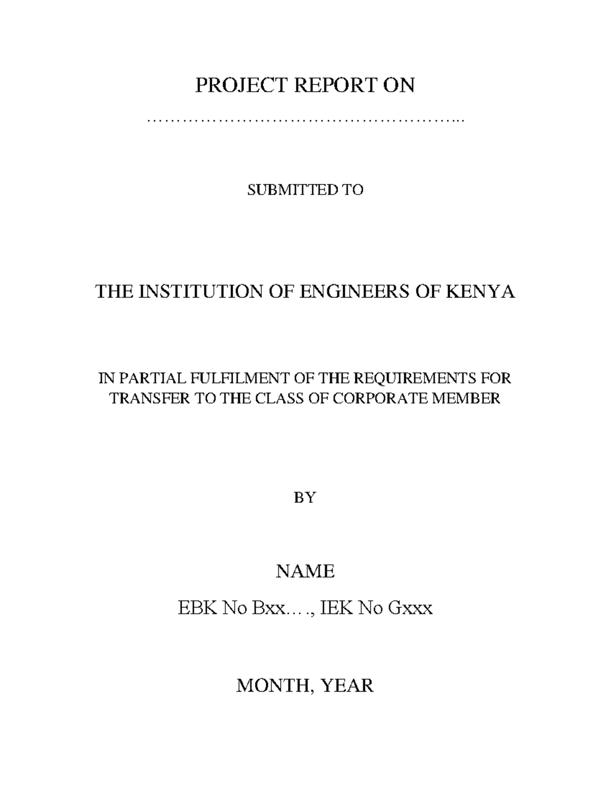 IEK Standard Format FOR Project Report - January 2021 - PROJECT REPORT ...