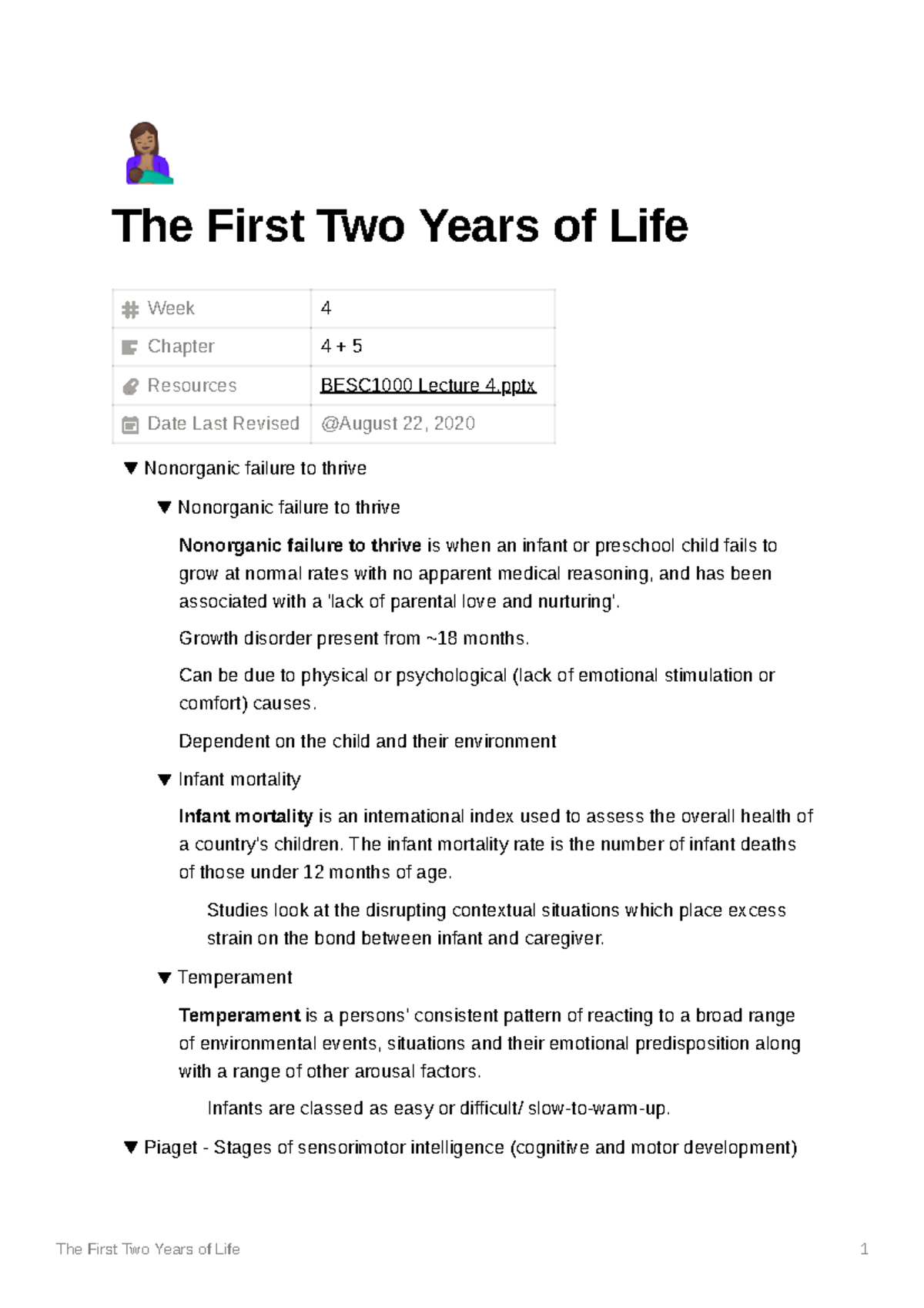 The First Two Years Of Life The First Two Years Of Life Week 4 