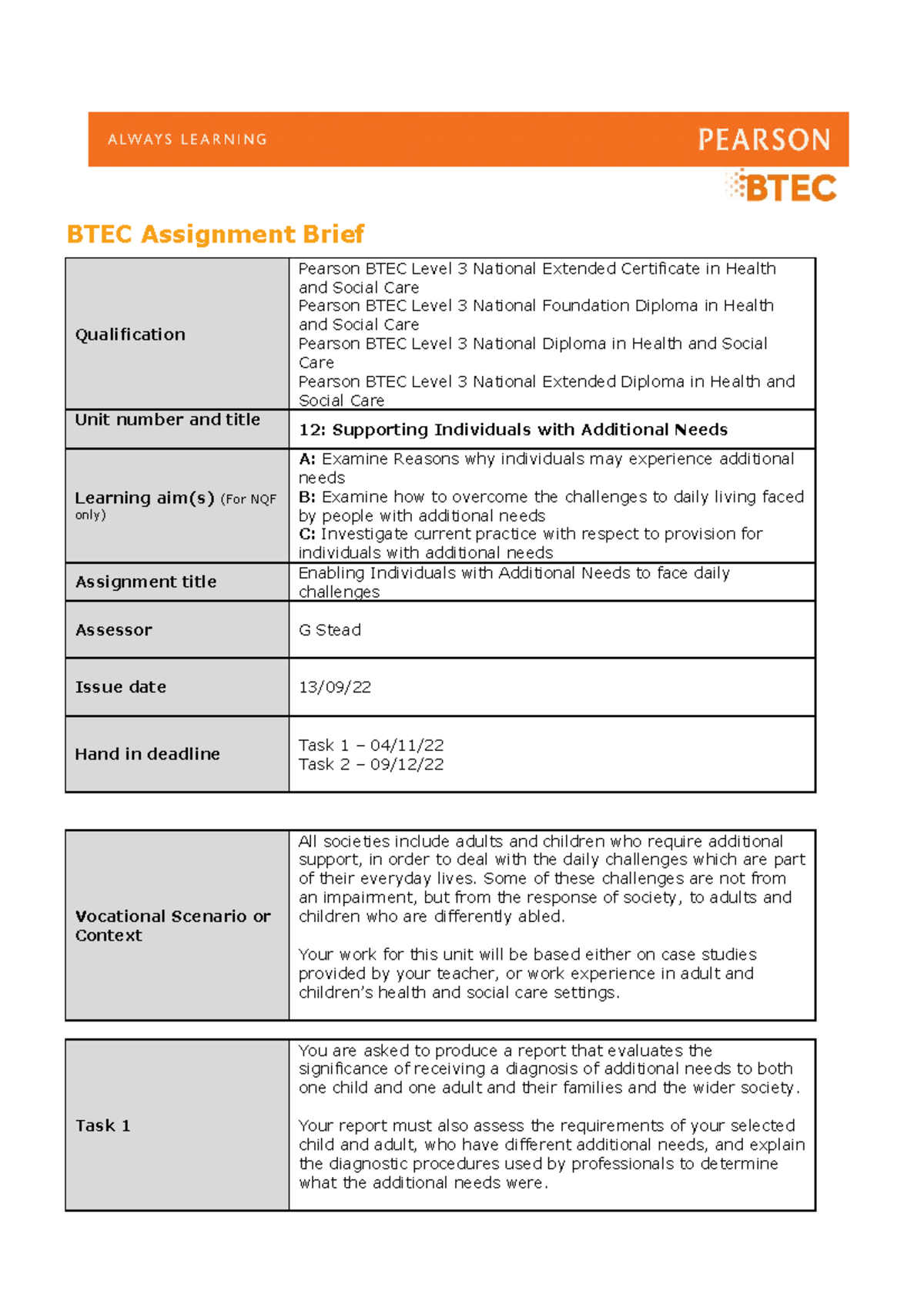 qqi assignment brief template