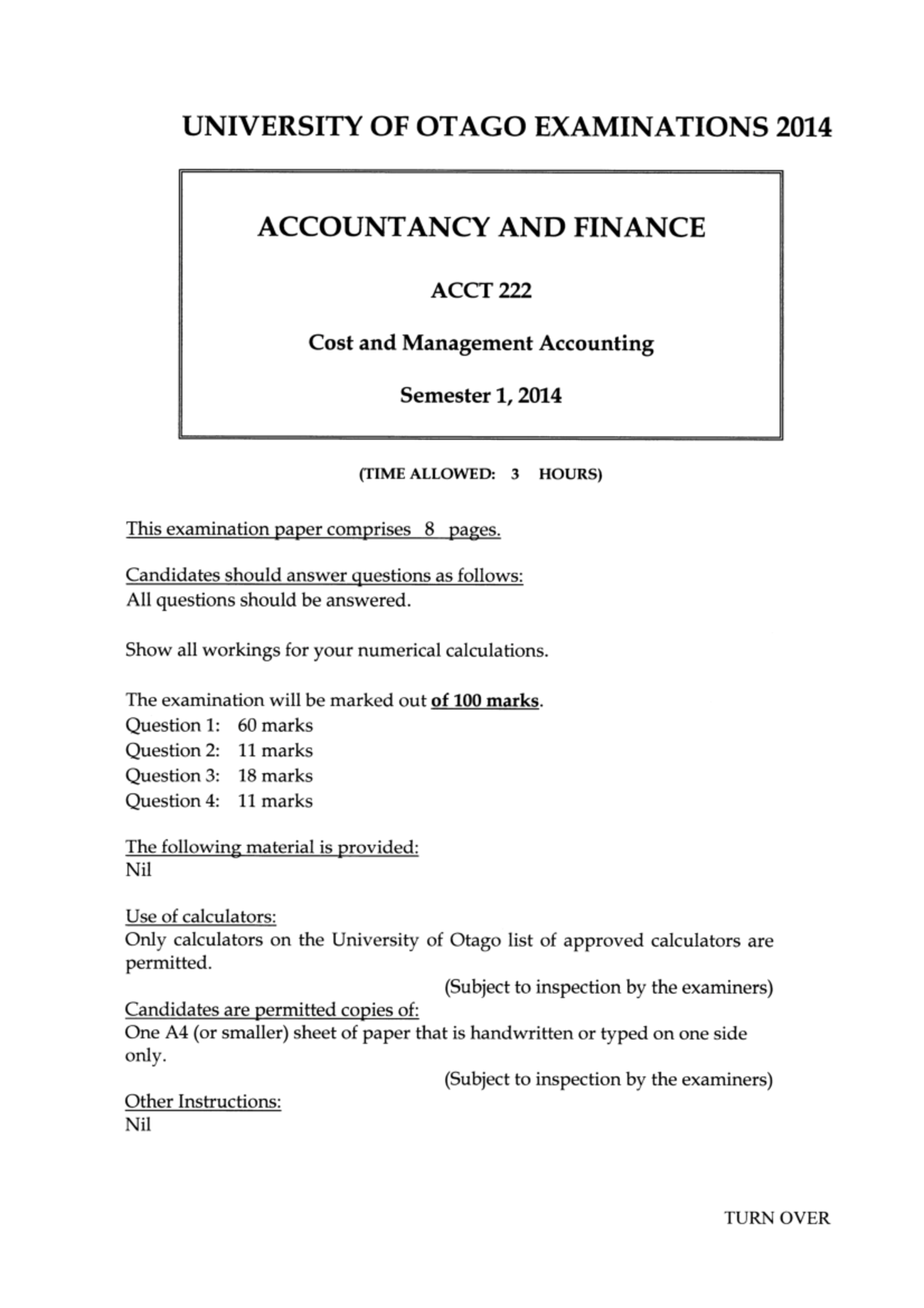 Exam 2014, questions - Cost and Management Accounting - Studocu