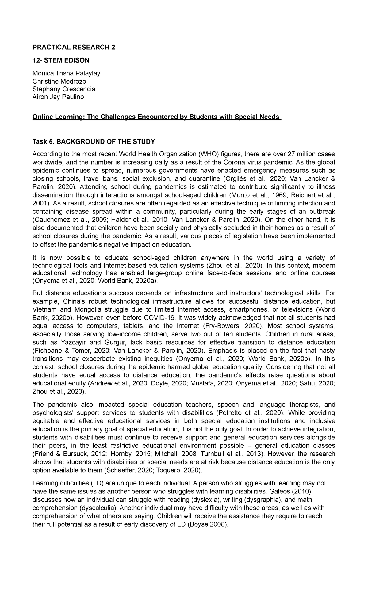 Practical Research 2 - Task 5 ( Background of The Study) - PRACTICAL ...