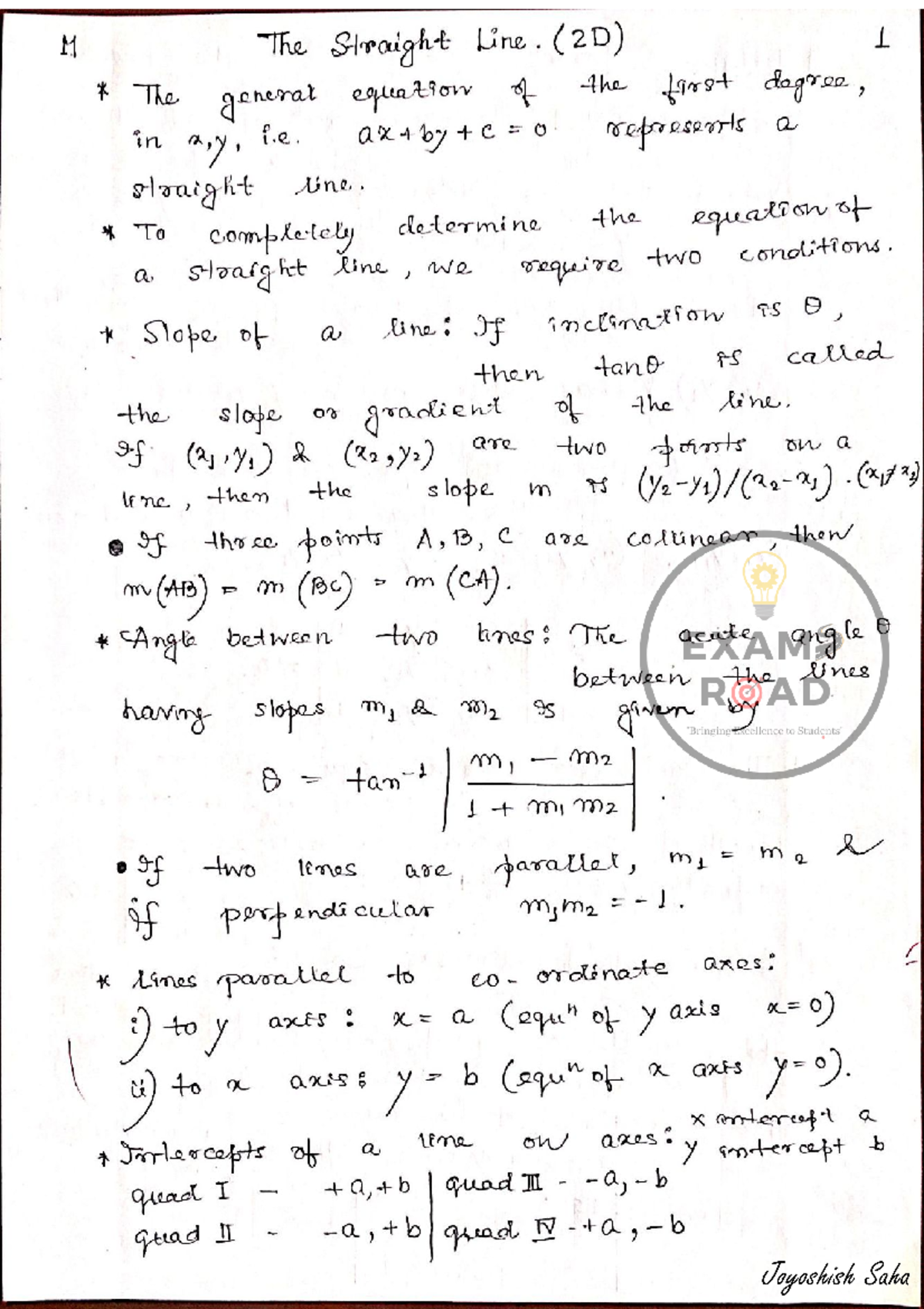 M Straight LINE - Mathematics-I - Studocu