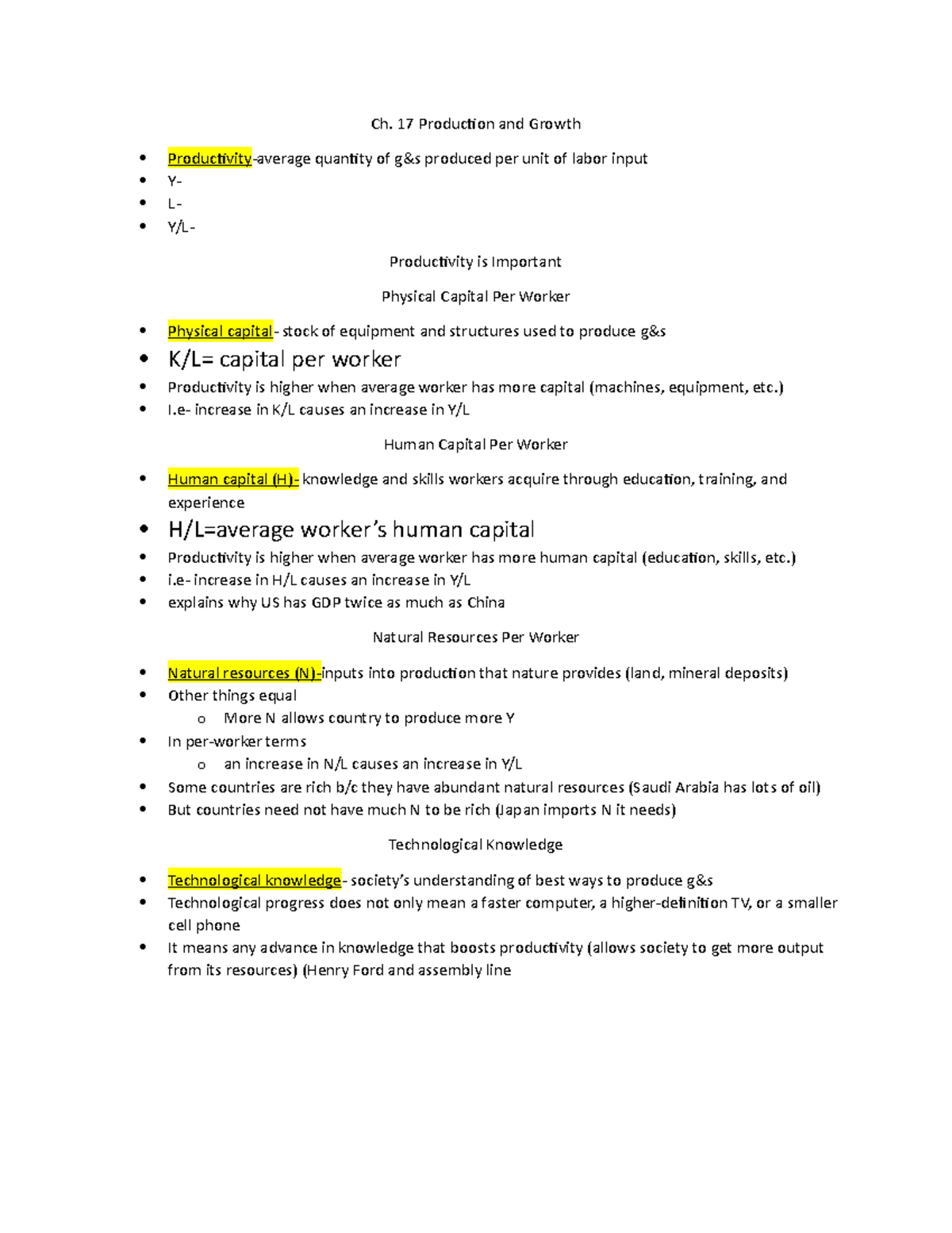 Ch 17 Production And Growth Econ 2143 Basic Economics Studocu