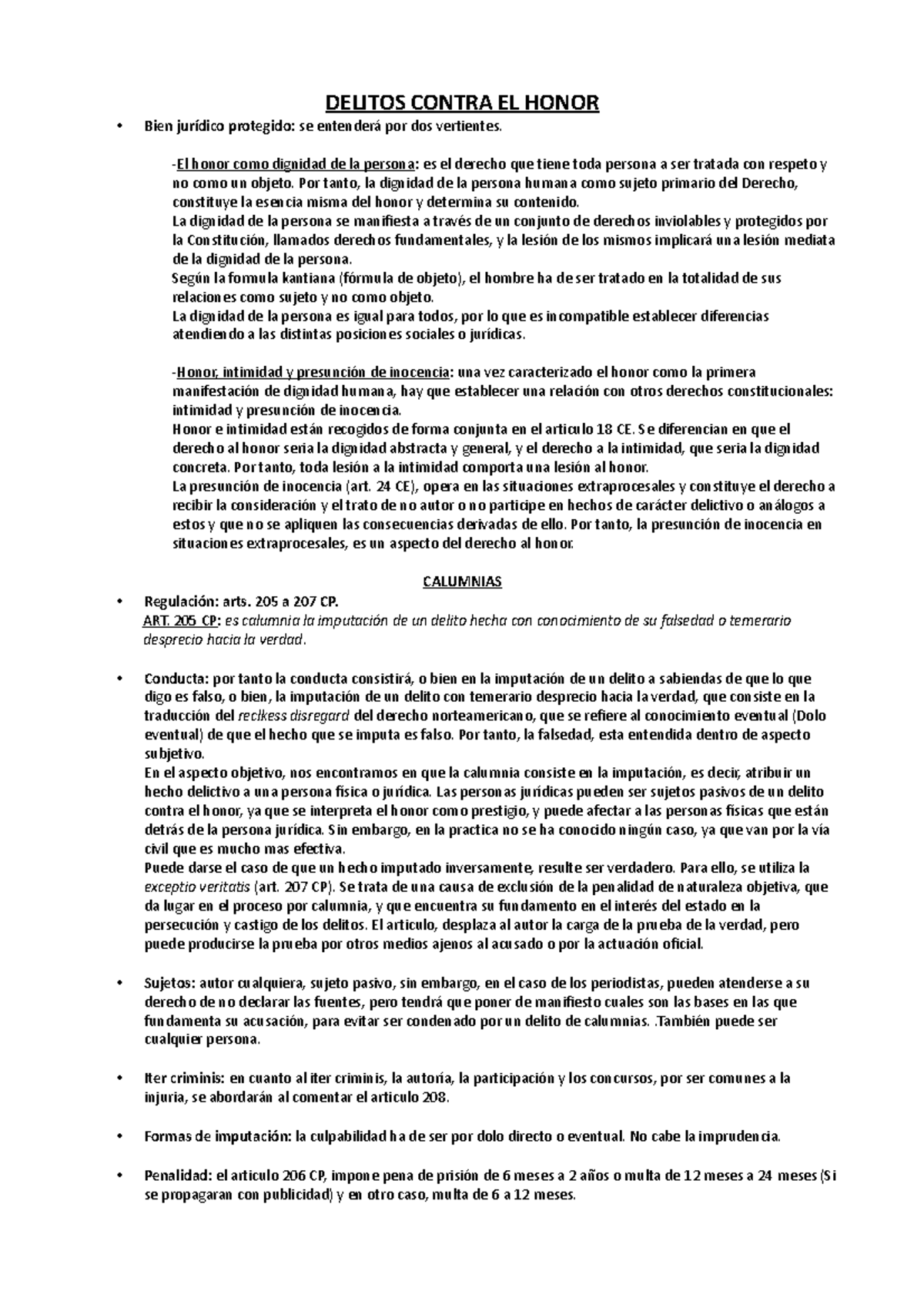 Delitos Contra El Honor Calumnias E Injurias Delitos Contra El Honor Bien Protegido Se Por 0091