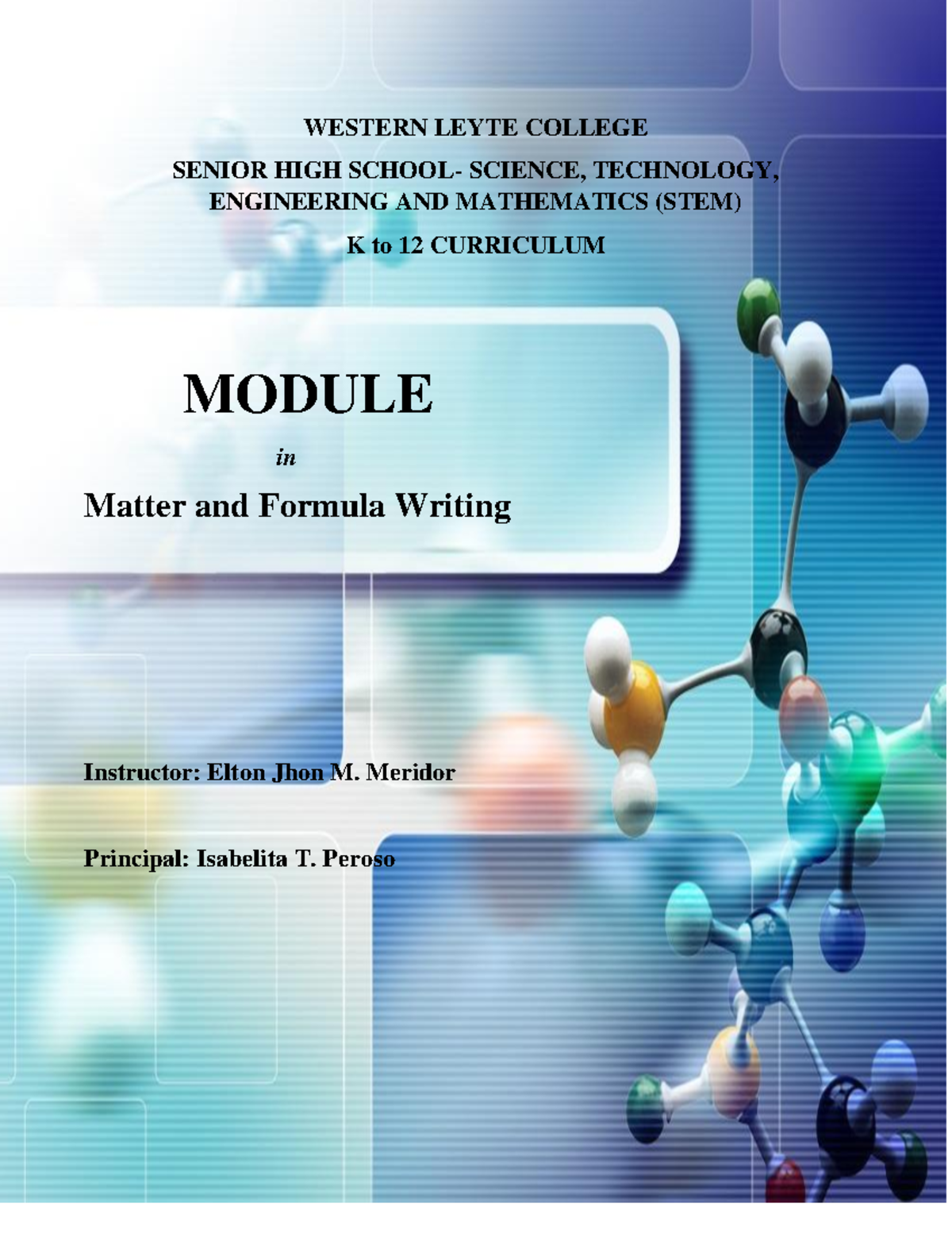 Chemistry WEEK 1 Module-1 - WESTERN LEYTE COLLEGE SENIOR HIGH SCHOOL ...