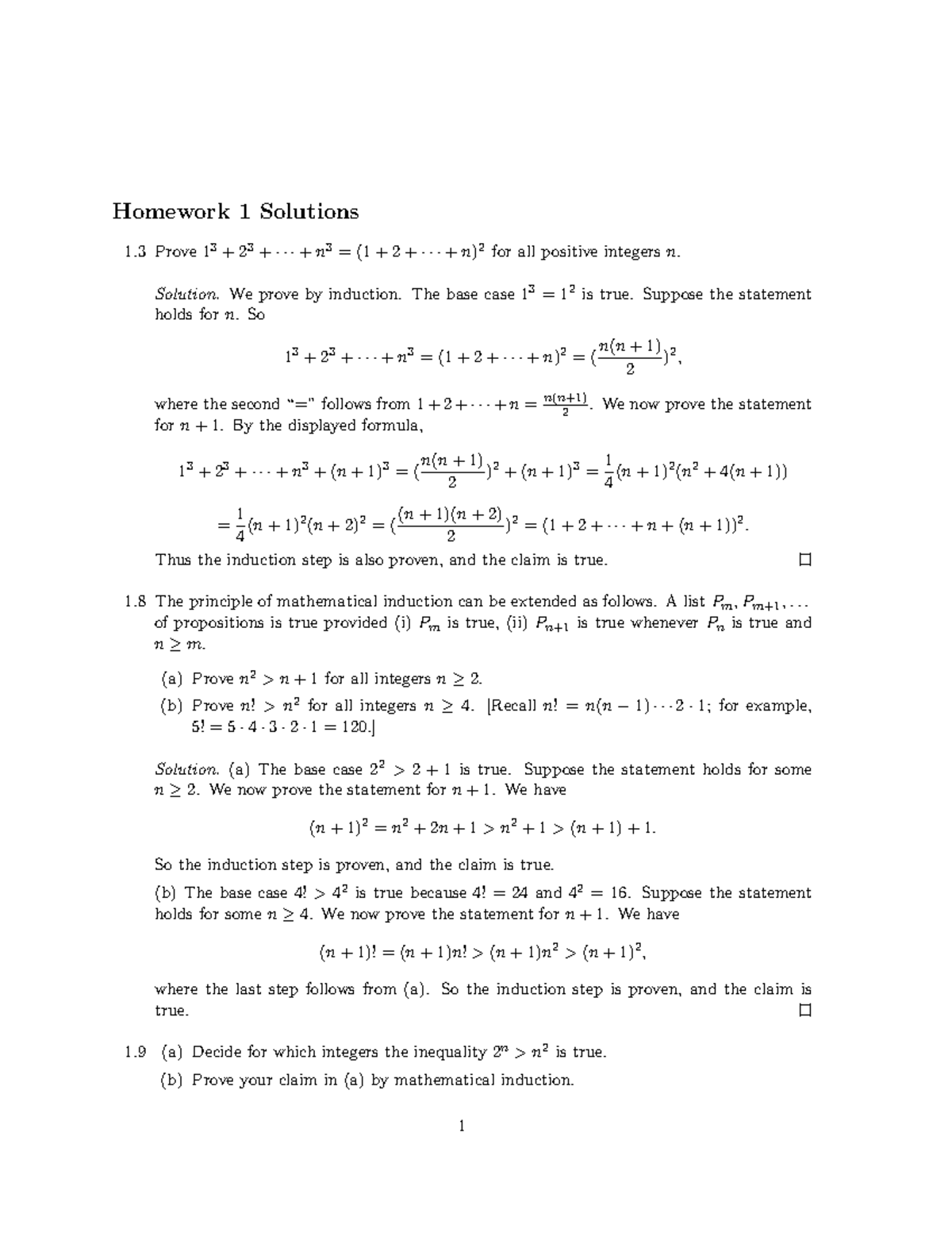 HW1 Solutions To Exercises - Homework 1 Solutions 1 Prove 1 3 + 2 3 ...