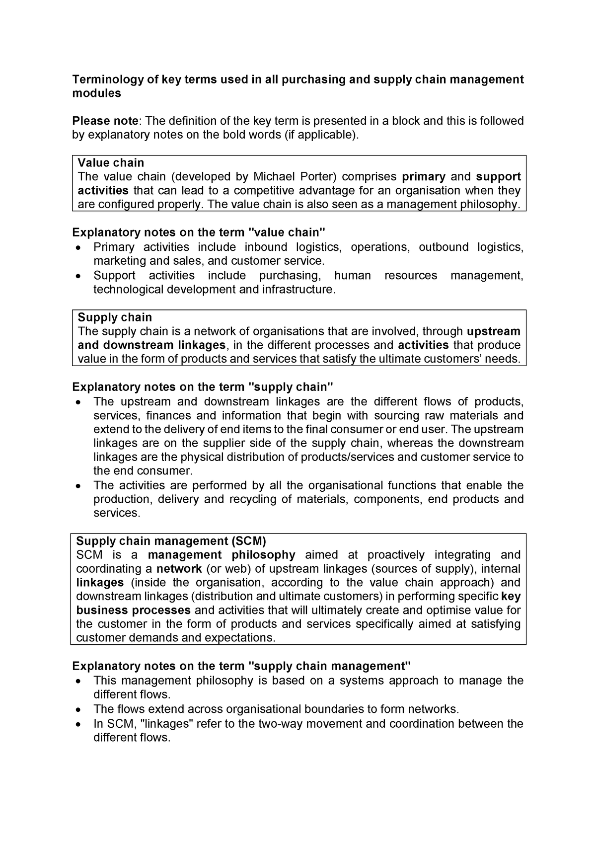 supply-chain-management-terminology-unisa-studocu