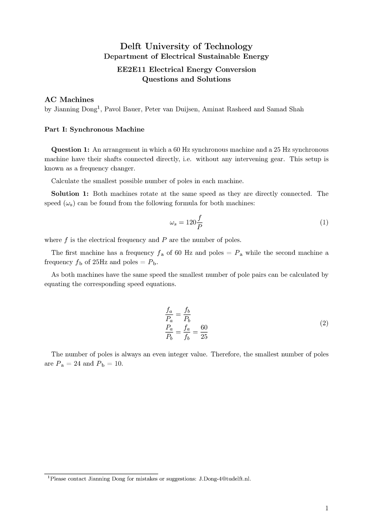 Ac Machine - Delft University Of Technology Department Of Electrical ...