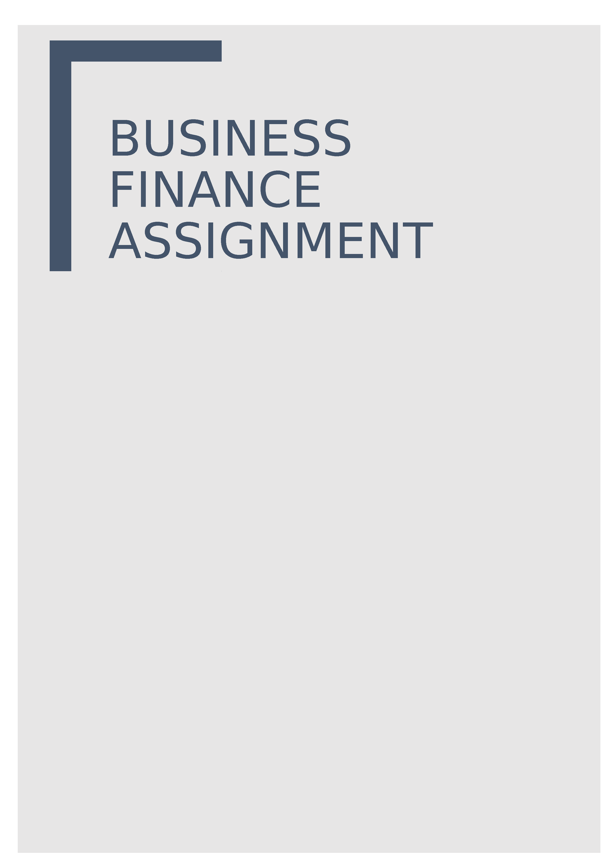 assignment business finance