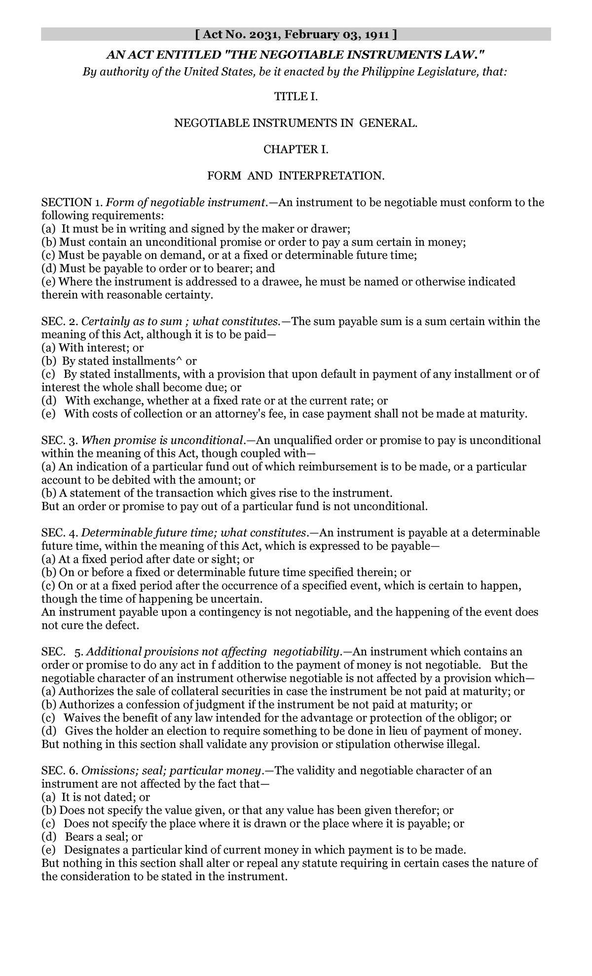 negotiable-instrument-act-no-2031-february-03-1911-an-act