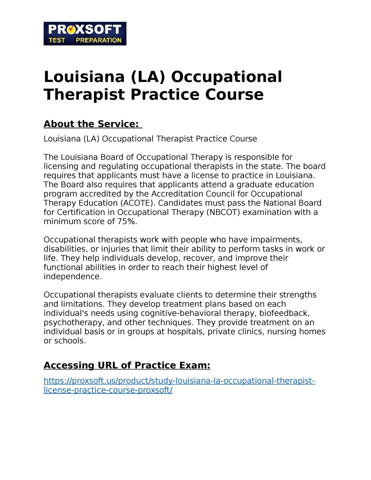 Louisiana LA Occupational Therapist Practice Course Louisiana LA   Thumb 1200 1553 