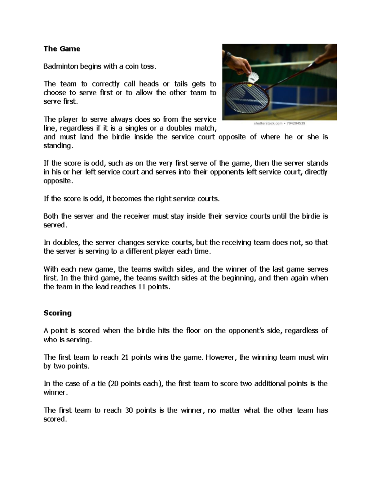 Nature of the Game, Rules and Regulationsconverted The Game