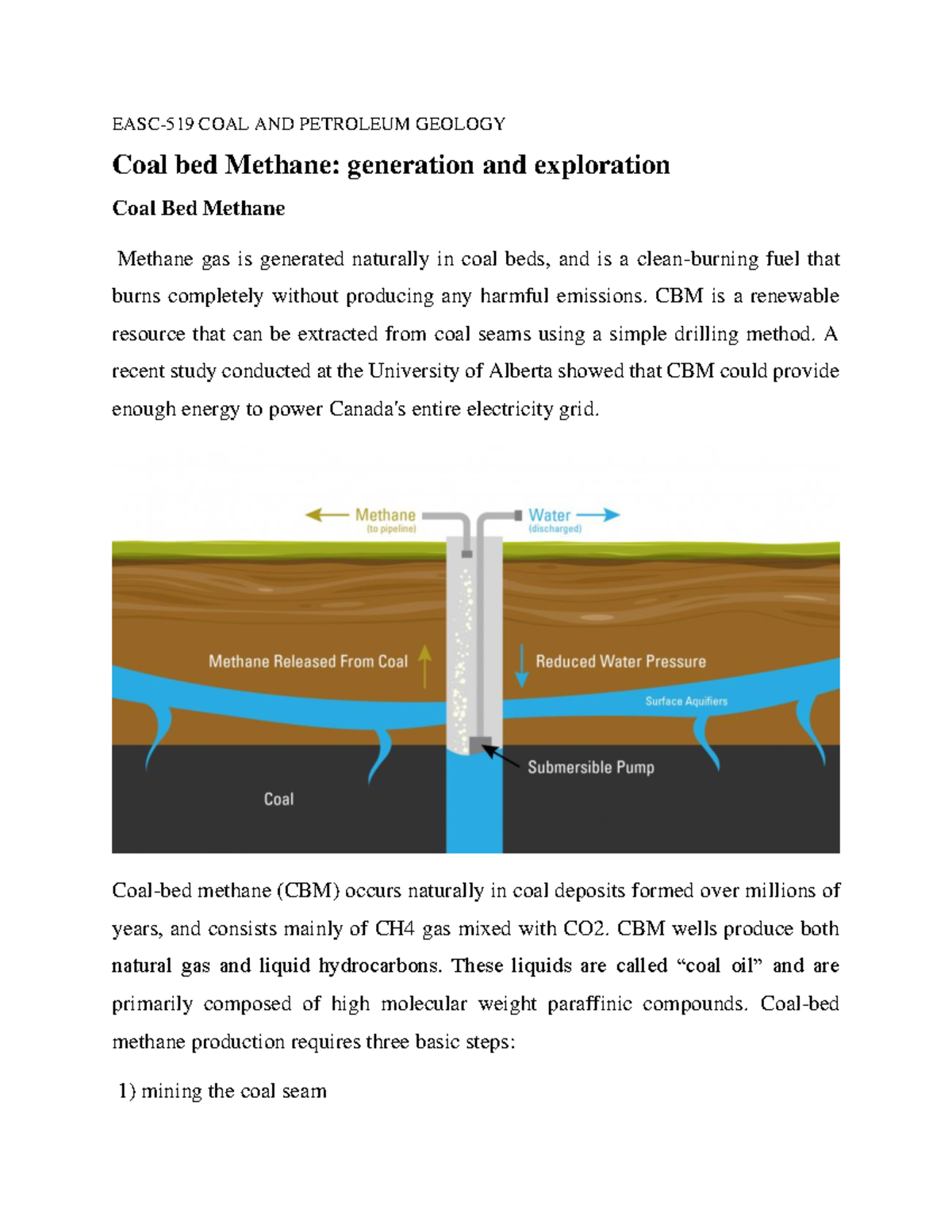 Coal bed methane generation and exploration EASC519 COAL AND