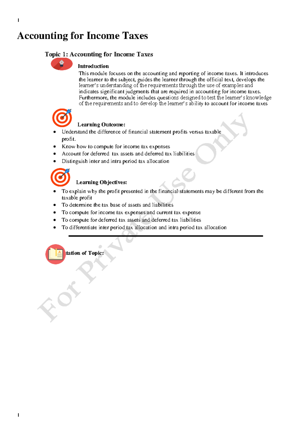 IA2-module-5 - Lecture notes 5 - Accounting for Income Taxes Topic 1 ...