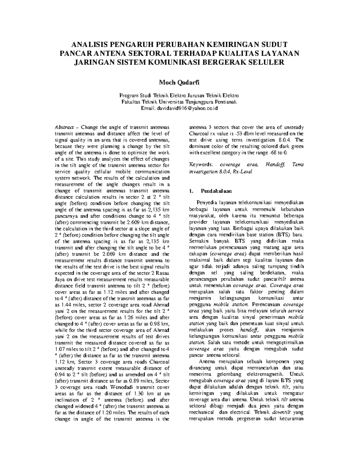 Analisis Pengaruh Perubahan Kemiringan Sudut - ANALISIS PENGARUH ...