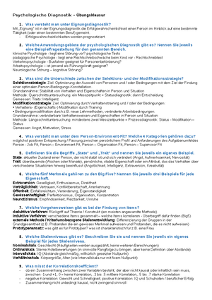 Klausurvorbereitung Psychologische Diagnostik - B. Personalauswahl ...