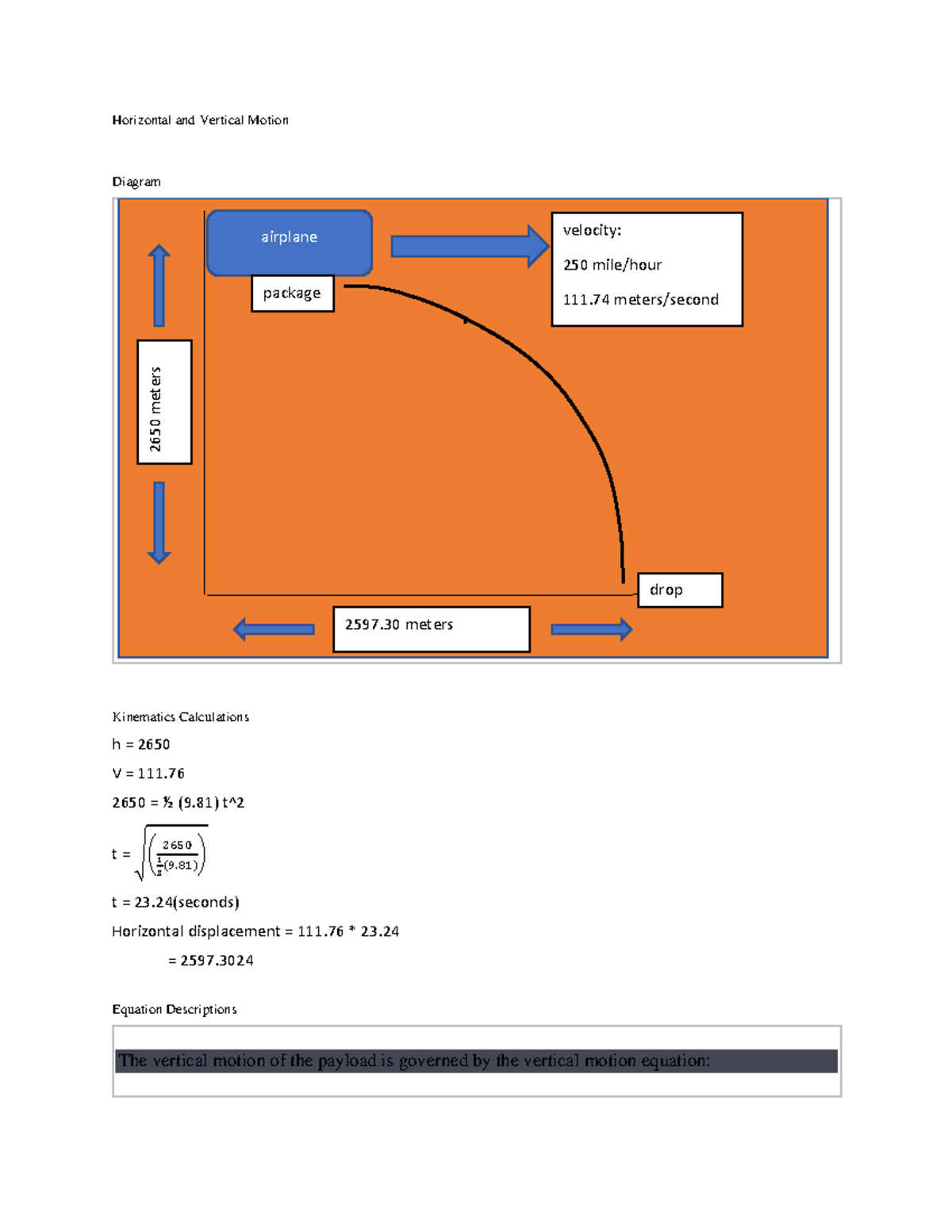 Document 7 - coursework - Horizontal and Vertical Motion Diagram ...