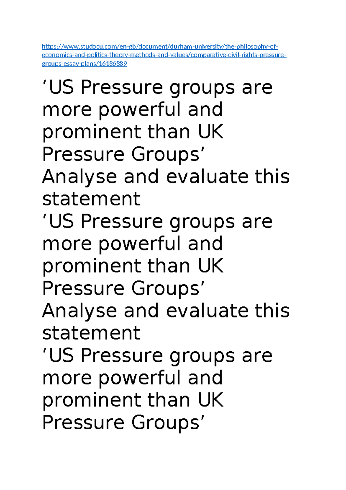 Pressure groups - Studocu