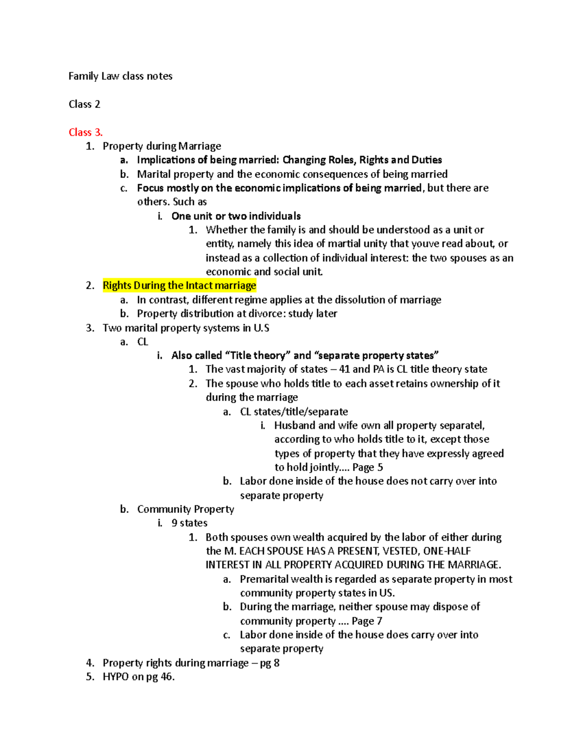 Family Law class notes - Family Law class notes Class 2 Class 3. 1 ...