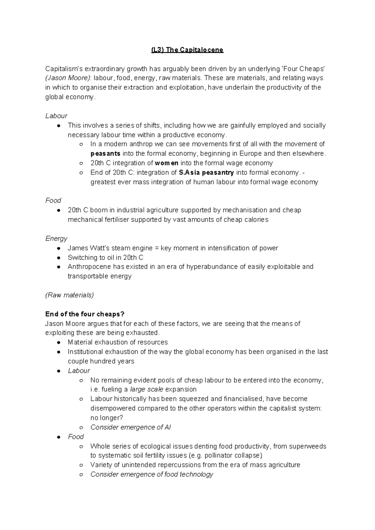 (L3) The Capitalocene - (L3) The Capitalocene Capitalism’s ...