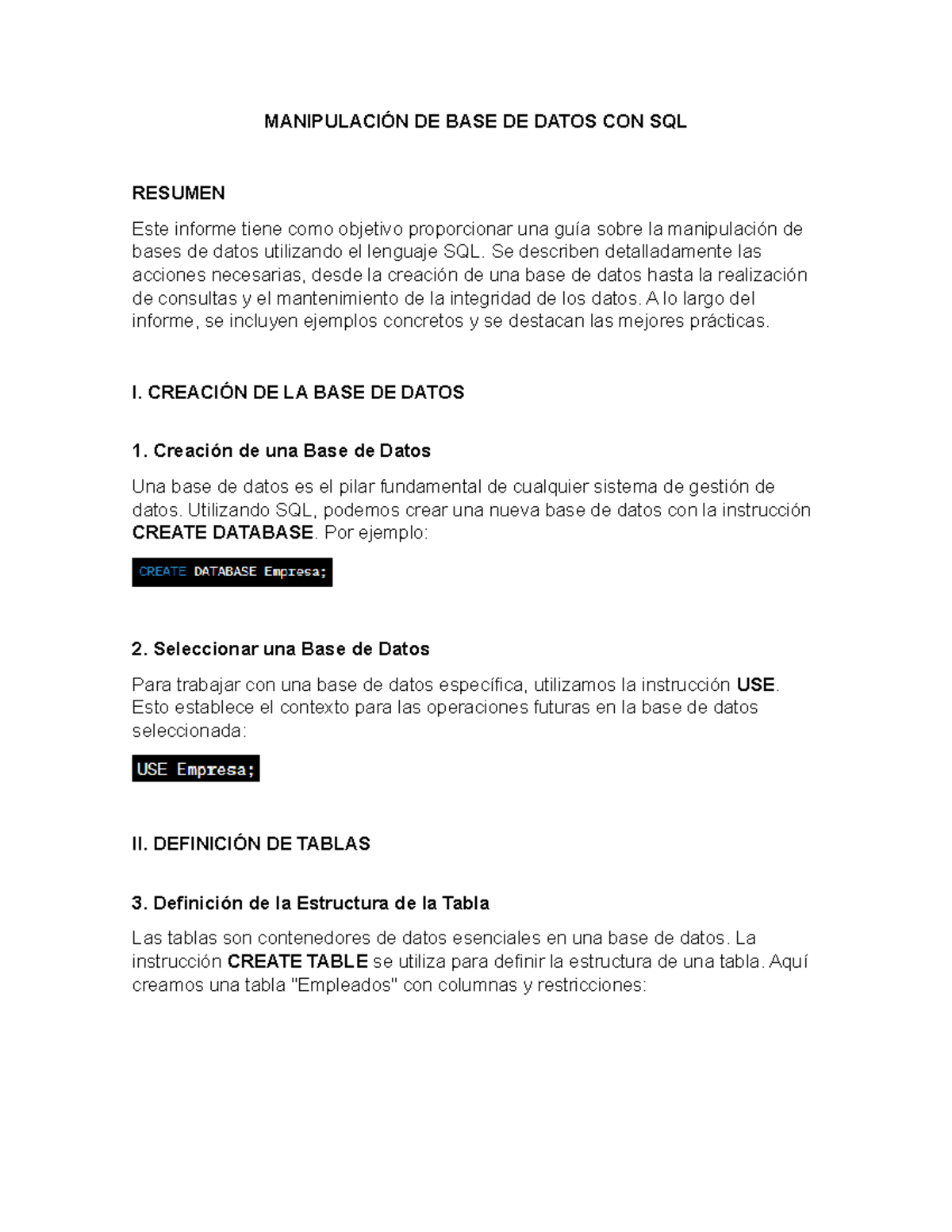 Manipulación DE BASE DE Datos CON SQL - MANIPULACIÓN DE BASE DE DATOS ...