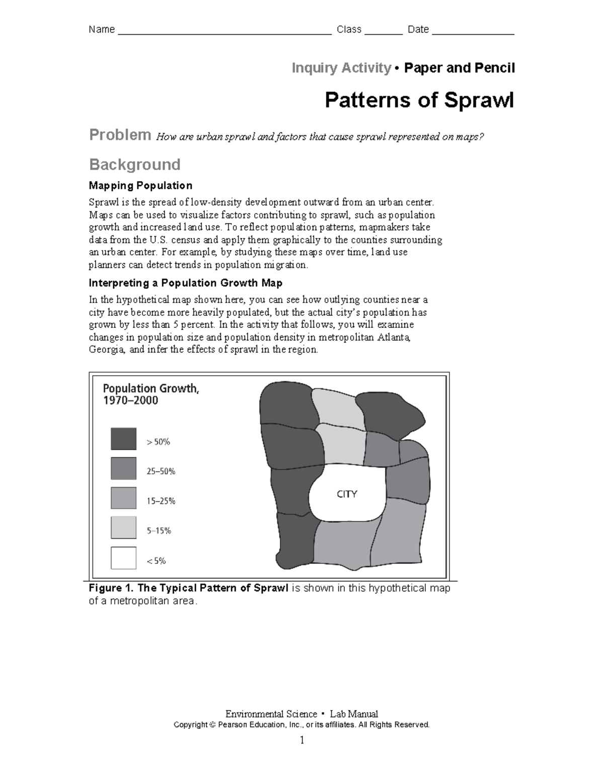 Activity Patterns of Sprawl - Inquiry Activity • Paper and Pencil ...