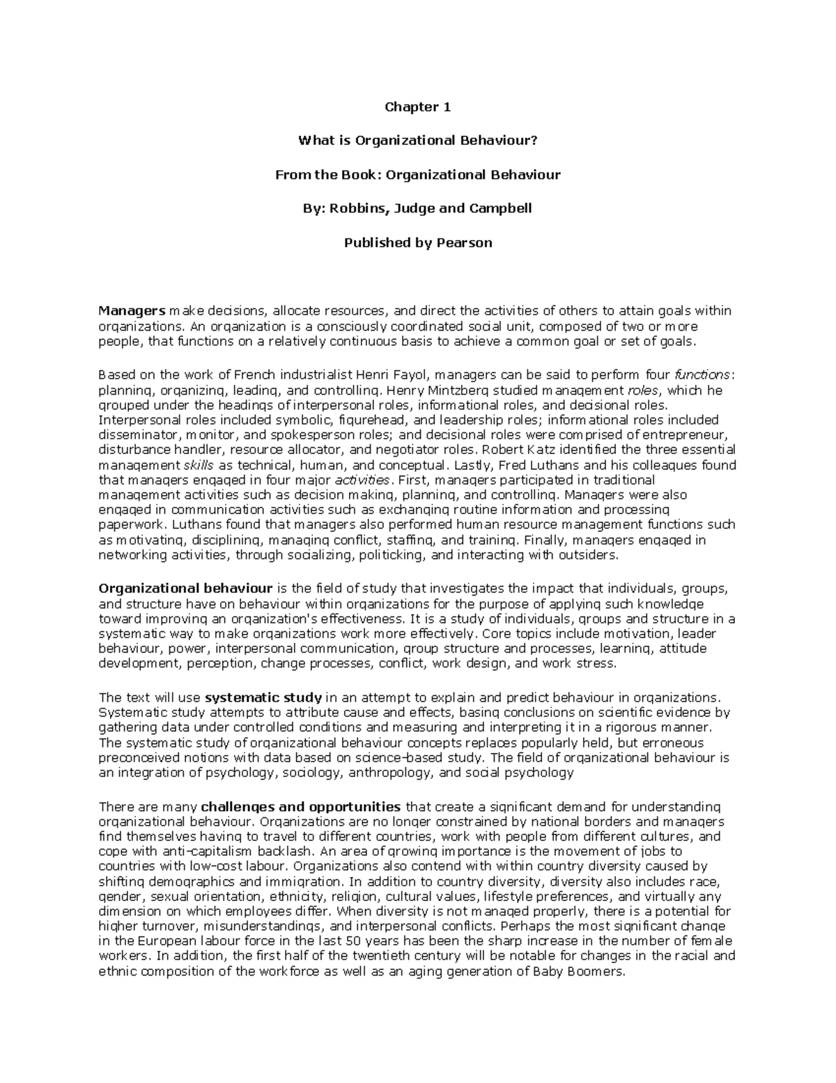 Chapter 1 What is Organizational Behavior - Chapter 1 What is ...