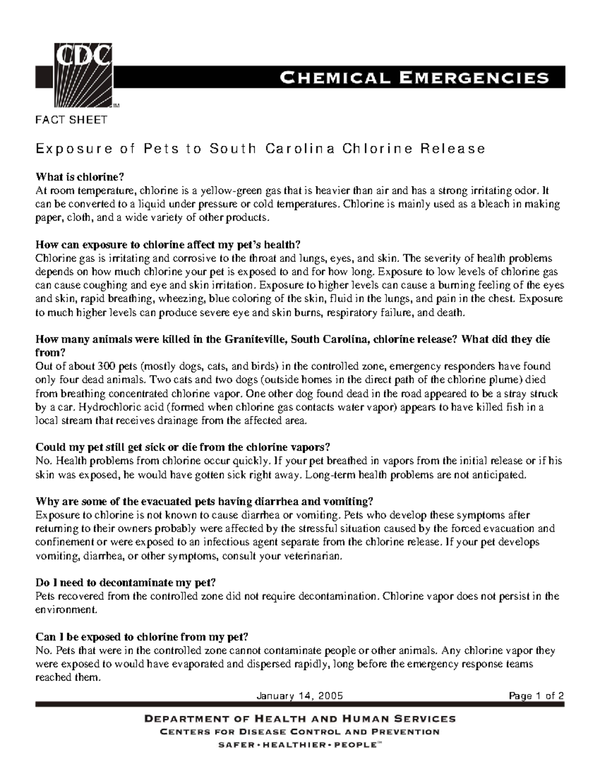 781490 aeda January 14, 2005 Page 1 of 2 FACT SHEET Exposure of