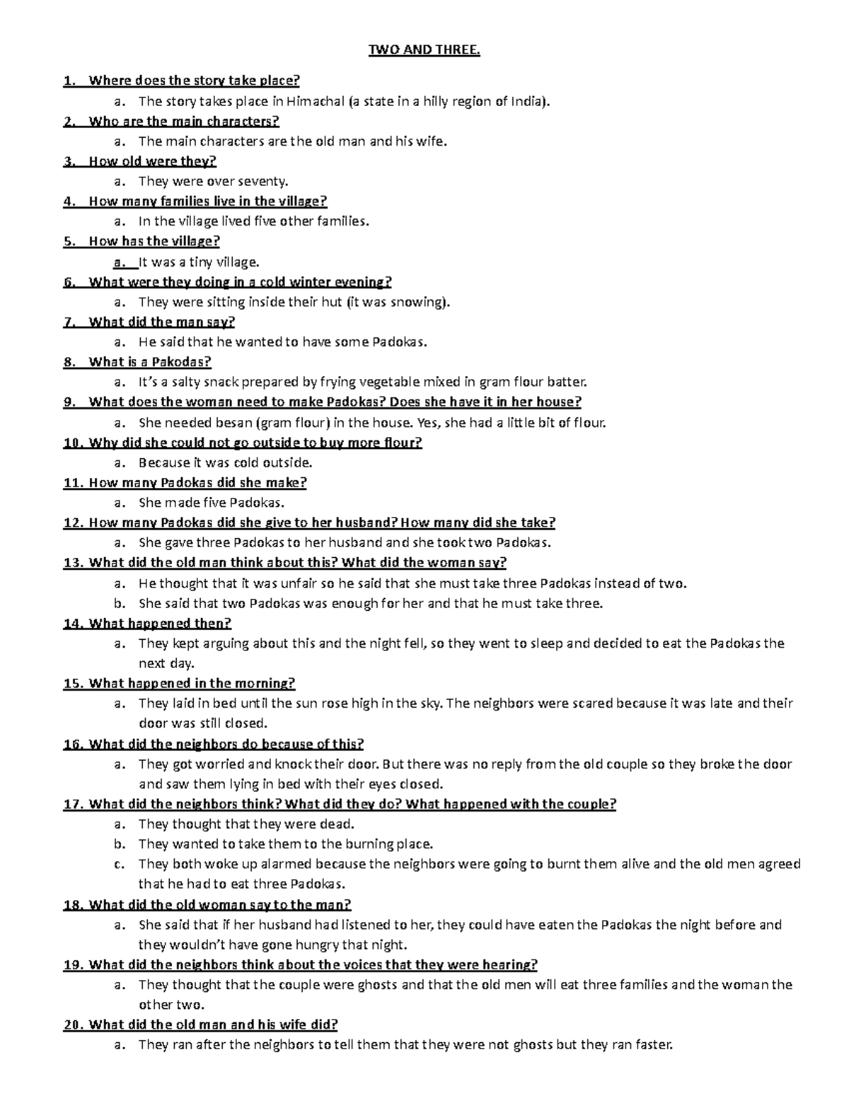 Parcial Ingles Resumen Inglés I TWO AND THREE. Where does the story