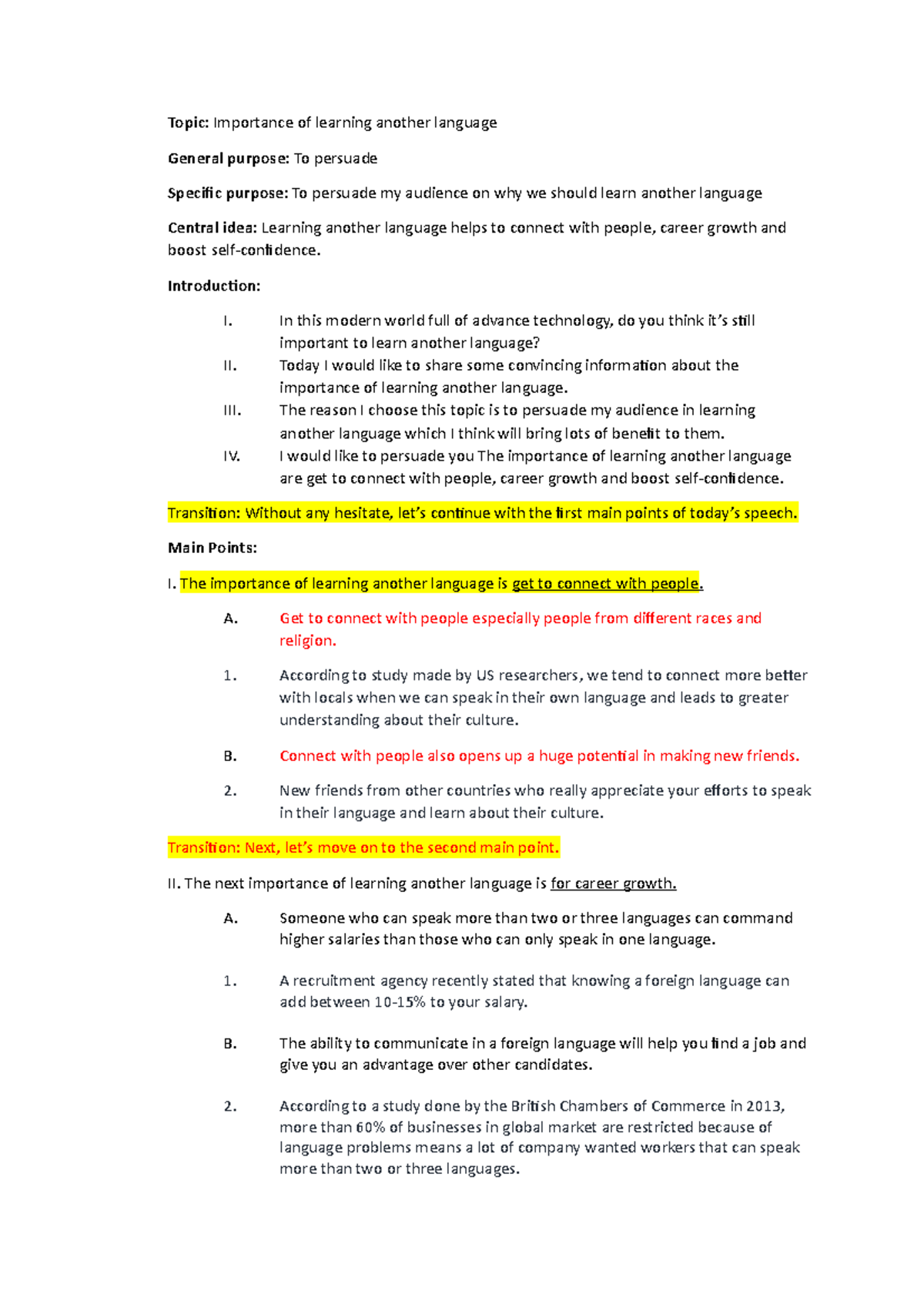 COM 3 - Assignment - Topic: Importance of learning another language ...