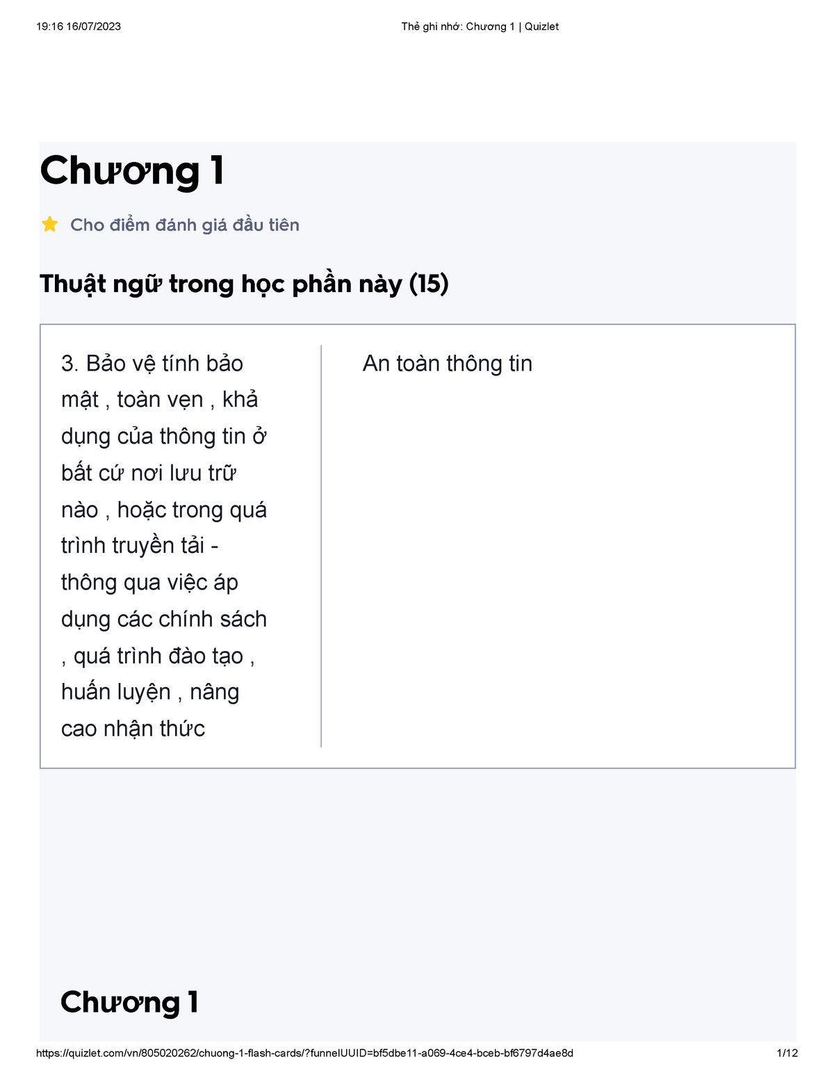 Atttkt Thẻ Ghi Nhớ Chương 1 Quizlet - Chương 1 Cho điểm đánh Giá đầu ...