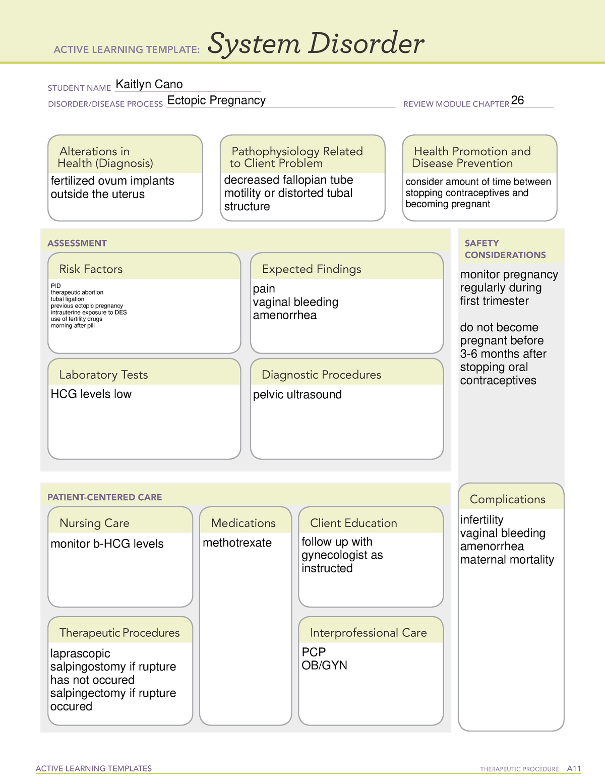Ectopic Pregnancy Template - ACTIVE LEARNING TEMPLATES THERAPEUTIC ...