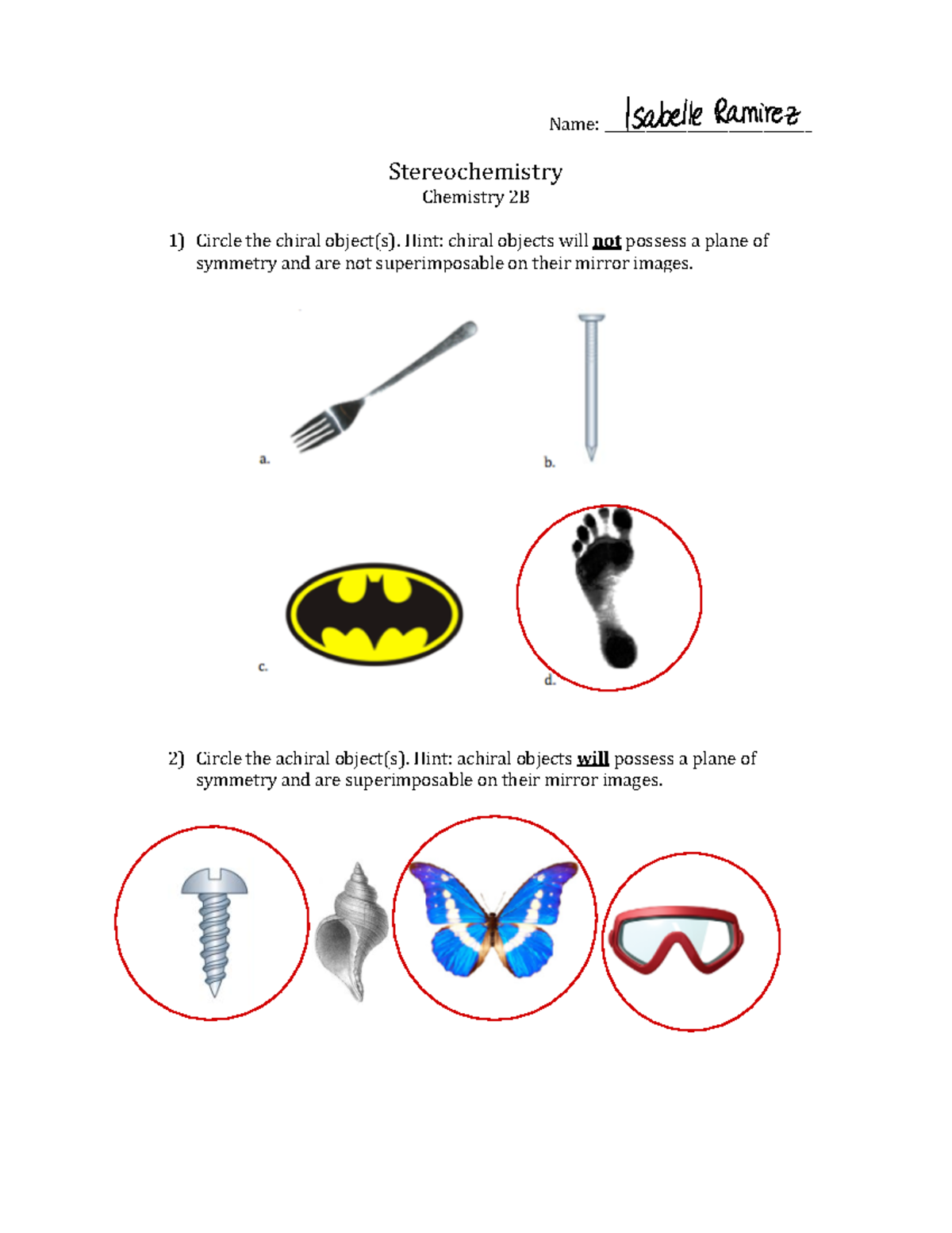 Stereochemistry Lab - Finding chiral and achiral objects and chemicals ...