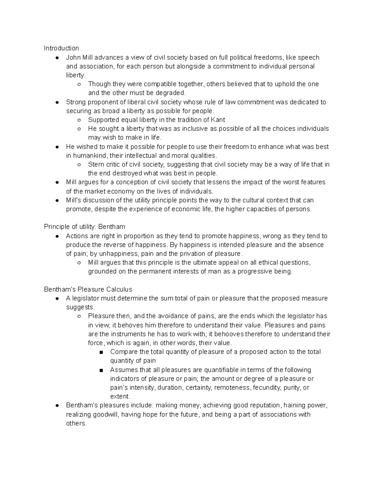 JS Mill Notes Jph - Introduction John Mill advances a view of civil ...