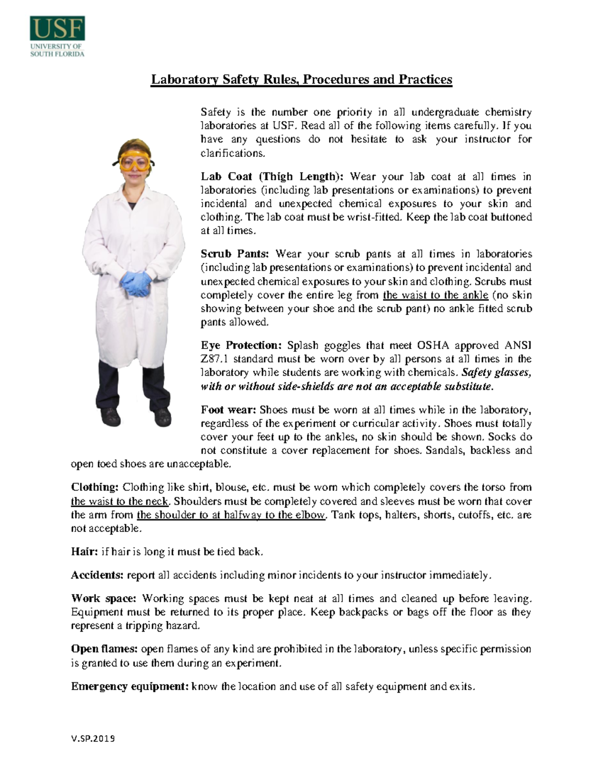 Laboratory Safety Rules and safety agreement Fall 2022 V. Laboratory