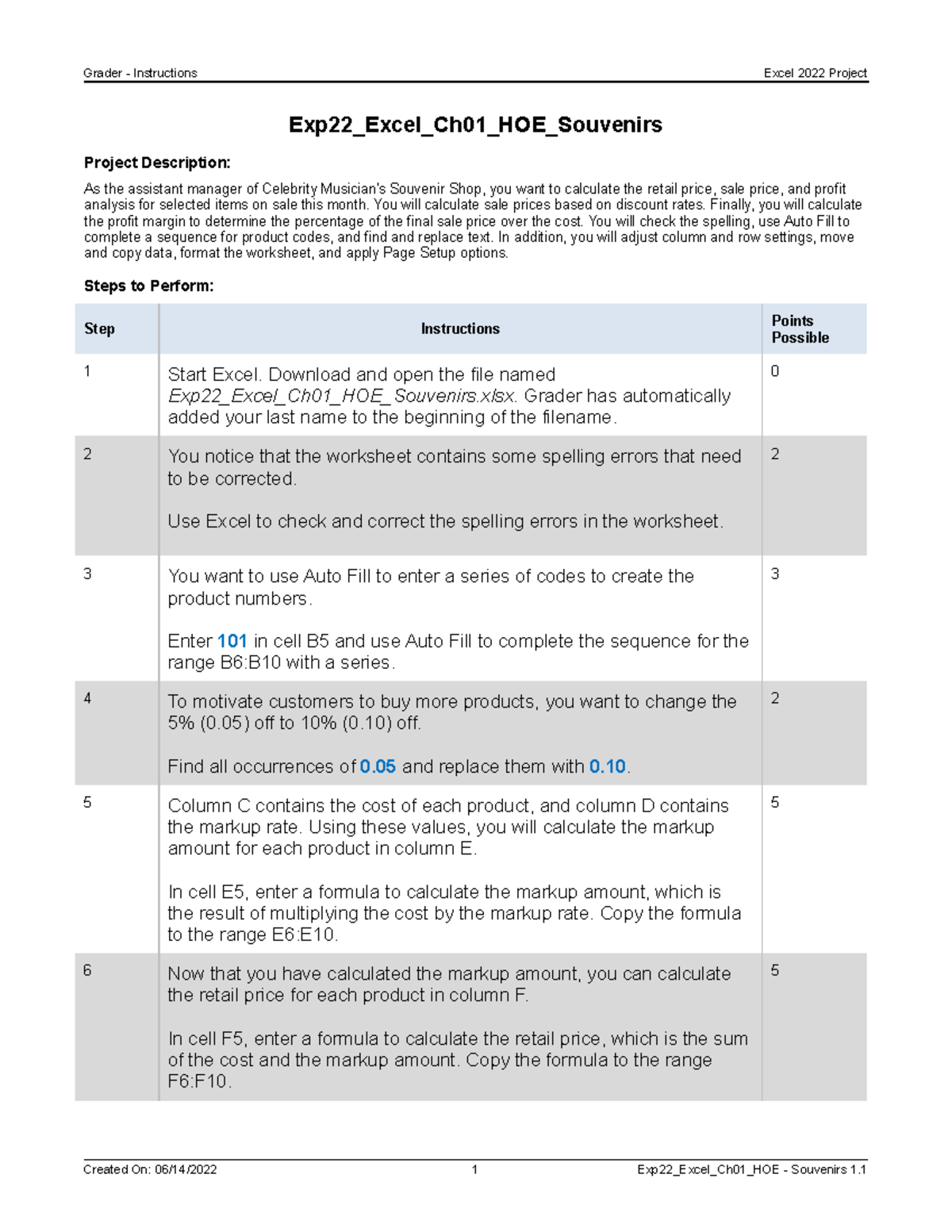 Exp22 Excel Ch01 HOE Souvenirs Instructions Exp22_Excel_Ch01_HOE