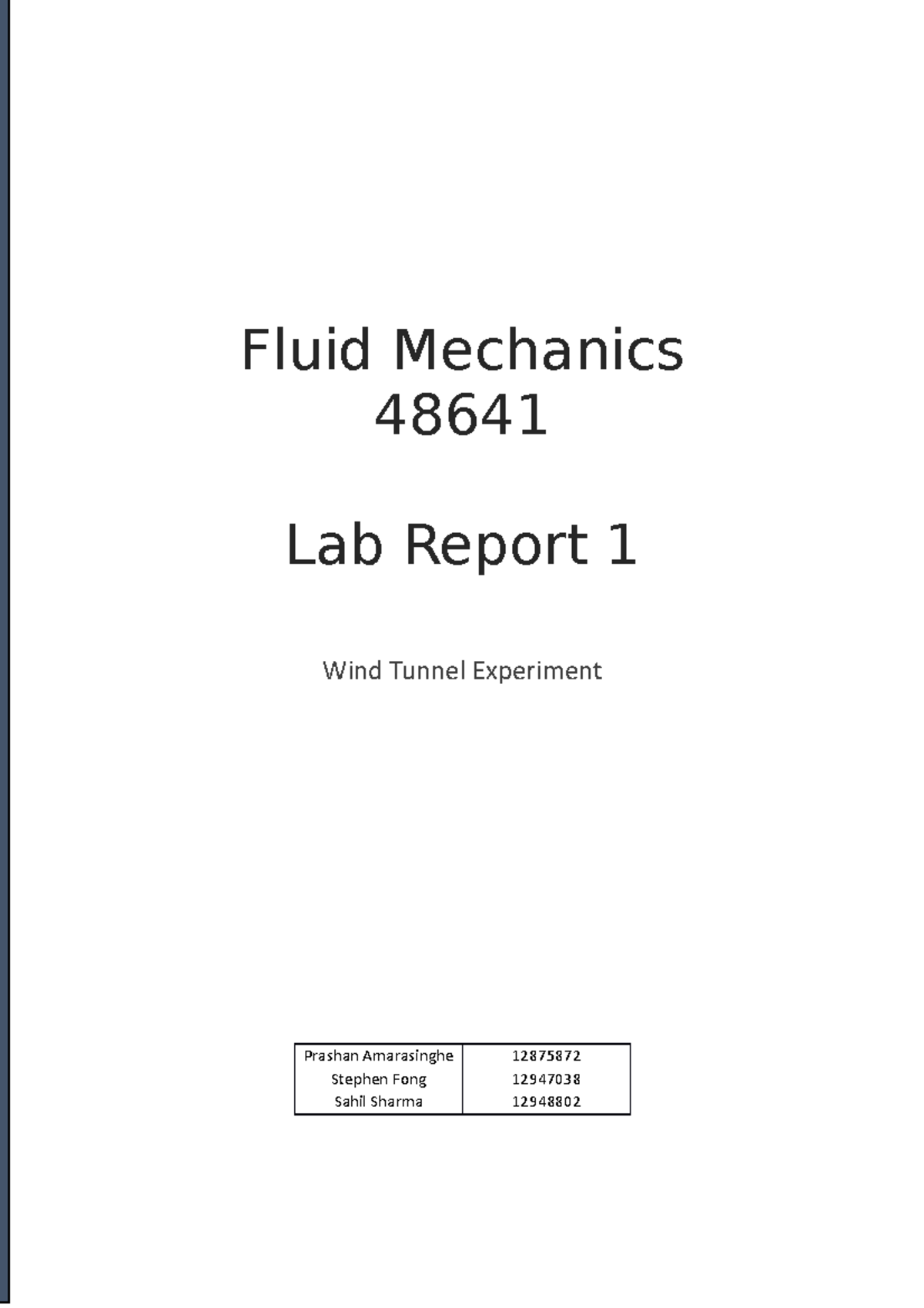 wind tunnel experiment lab report