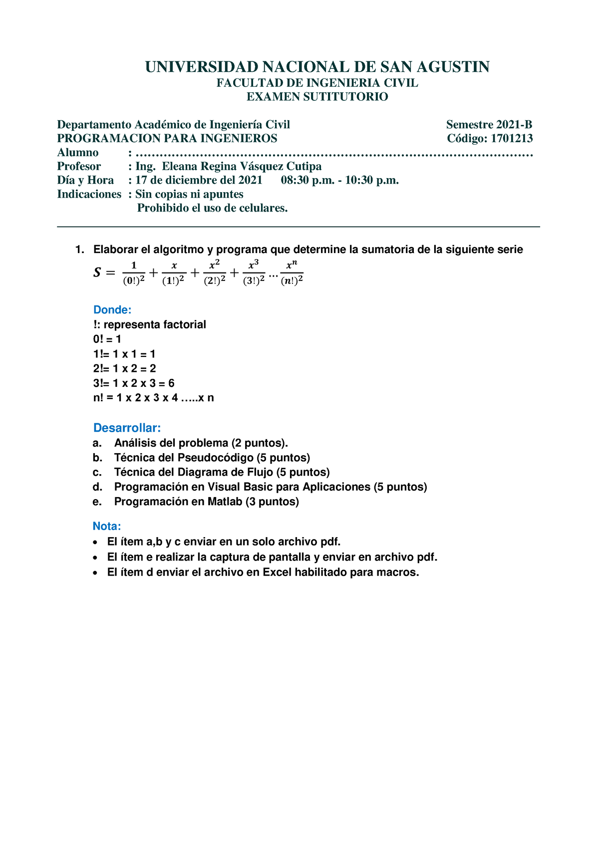 Primer Examen Examen 2021 B1 - UNIVERSIDAD NACIONAL DE SAN AGUSTIN ...