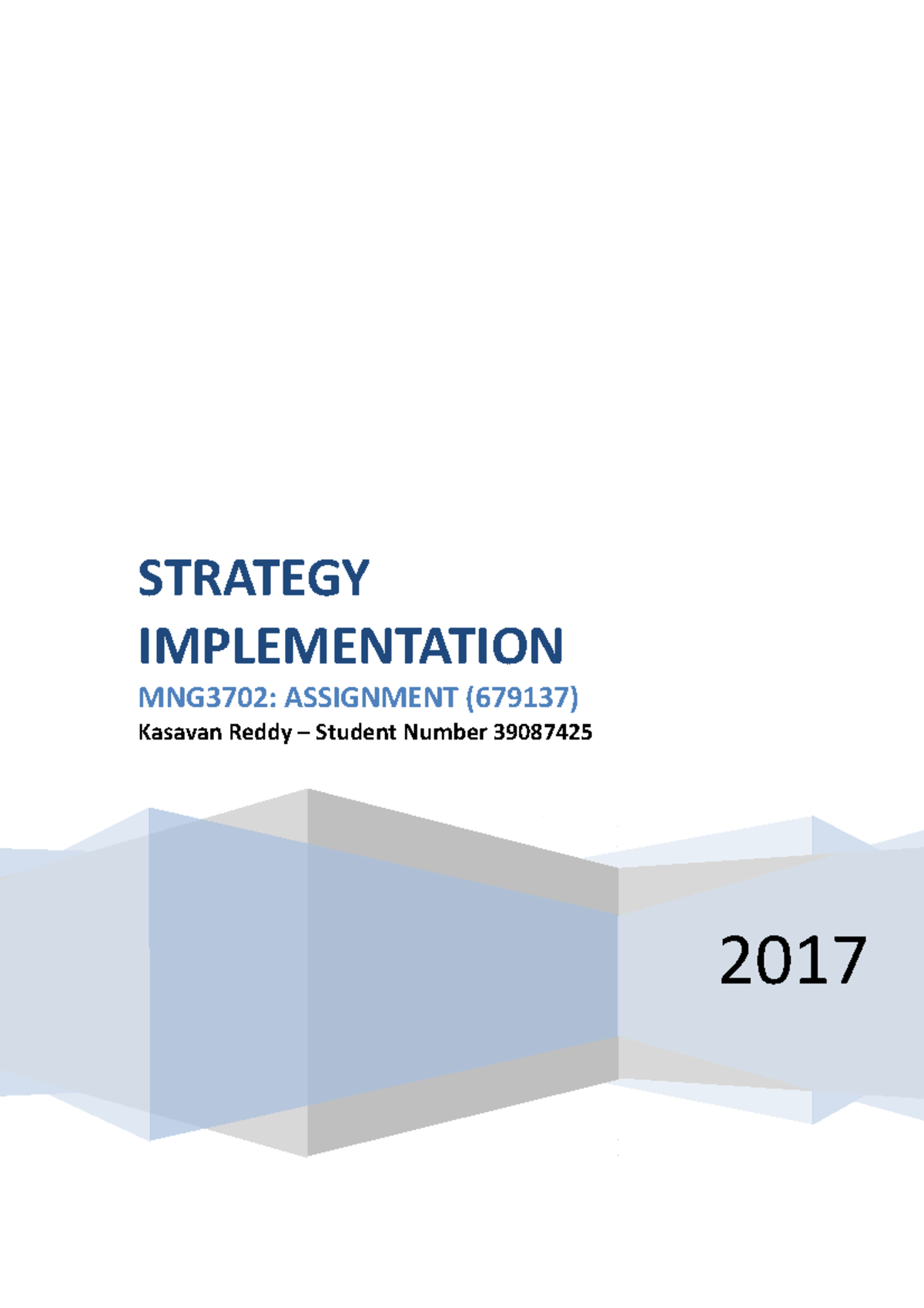 MNG3702 Assignment 2 2017 - 2017 STRATEGY IMPLEMENTATION MNG3702 ...