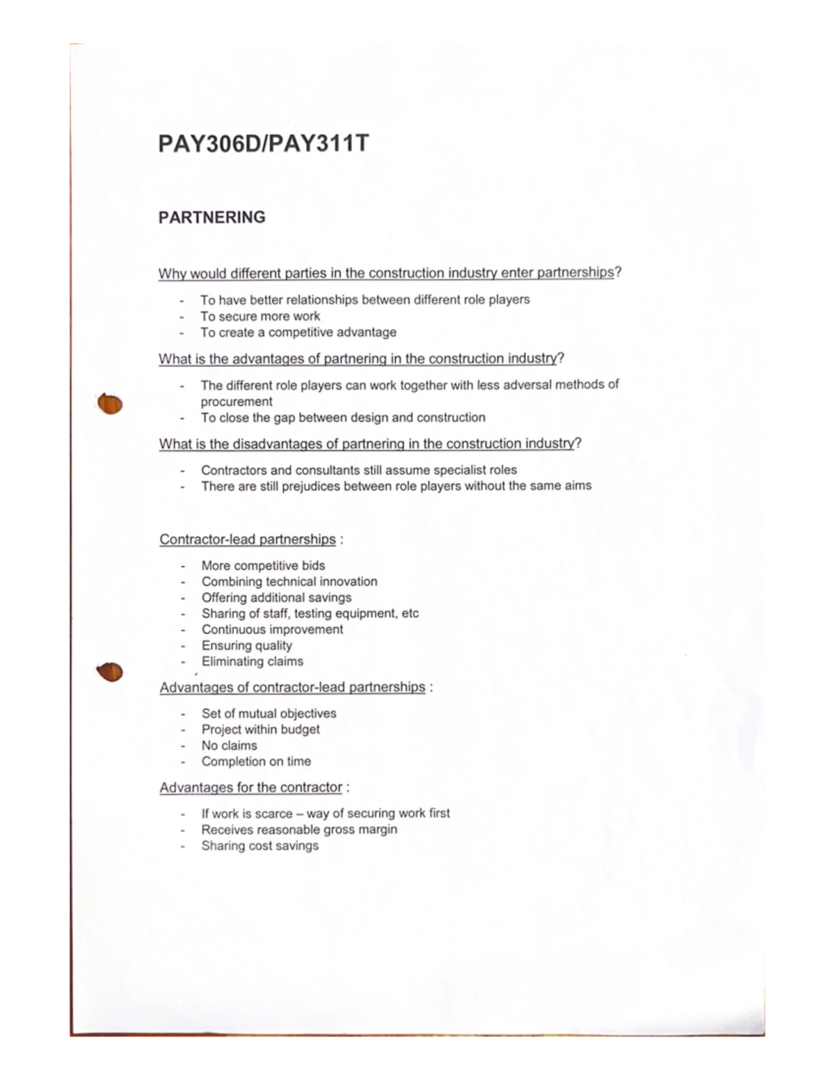 Partnering - PARTNERING Why would different parties in the construction ...