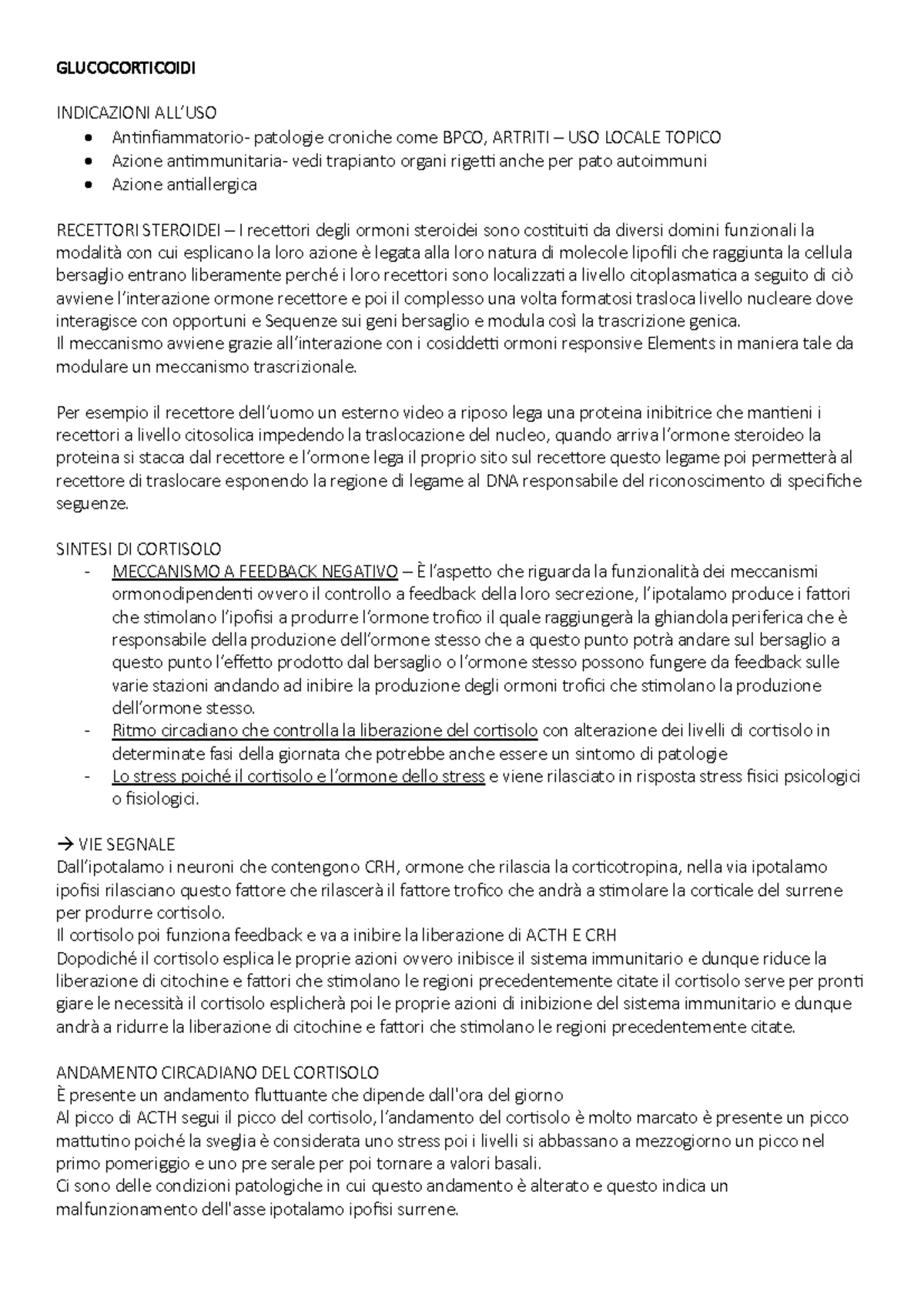 Glucocorticoidi GLUCOCORTICOIDI INDICAZIONI ALL’USO An1nfiammatorio