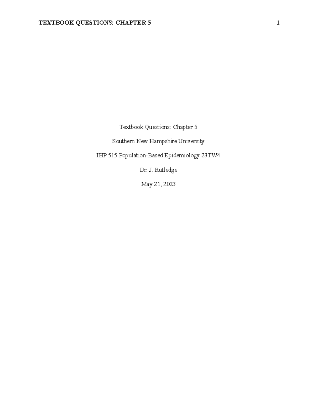 Textbook Questions Chapter 5 - IHP515 - SNHU - Studocu