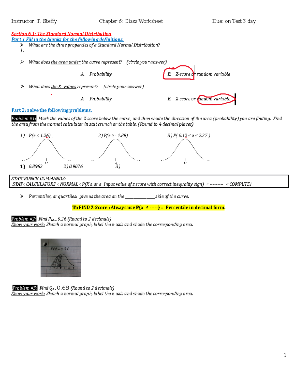 Sta 2023 Chapter 6 And 7 - Completed Stats Work - Section 6: The ...