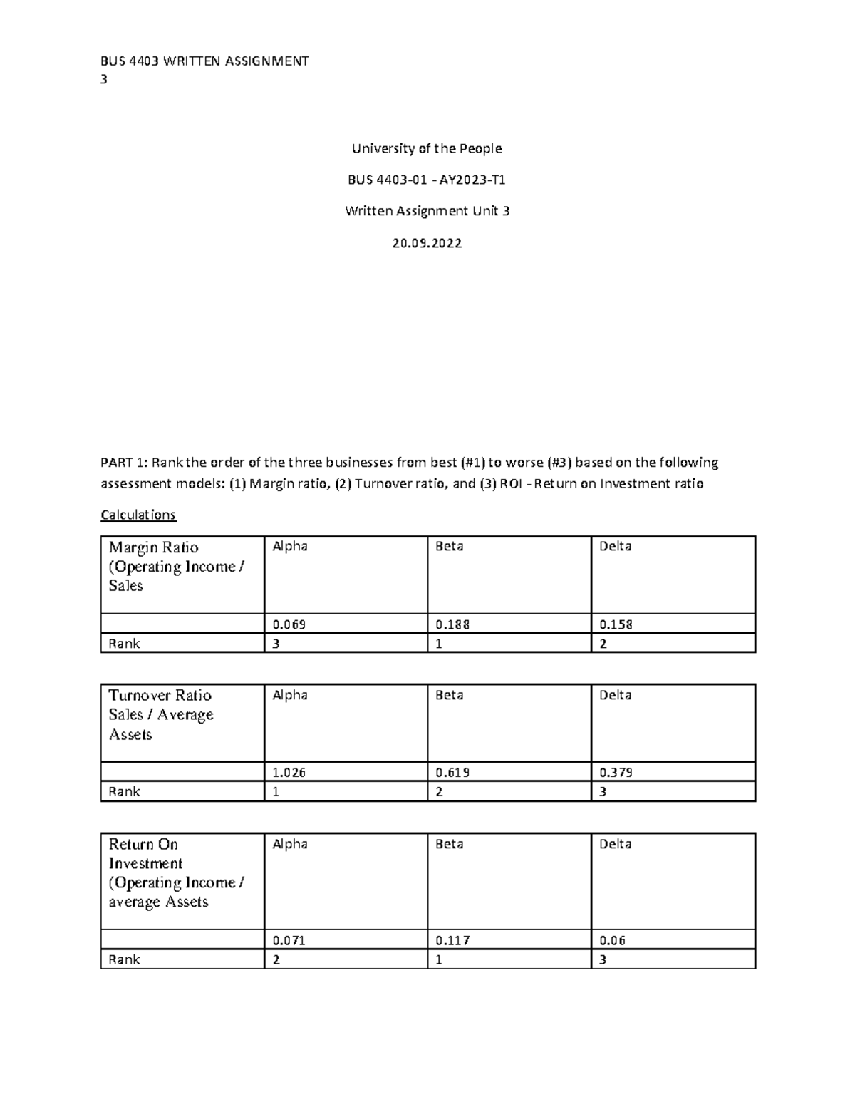 BUS 4403 WA 3 - Written Assignment - BUS 4403 WRITTEN ASSIGNMENT 3 ...