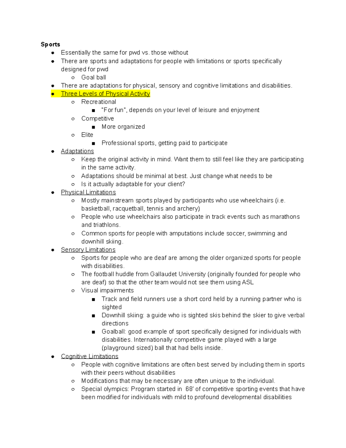 Therapeutic Use of Sports - Sports Essentially the same for pwd vs ...