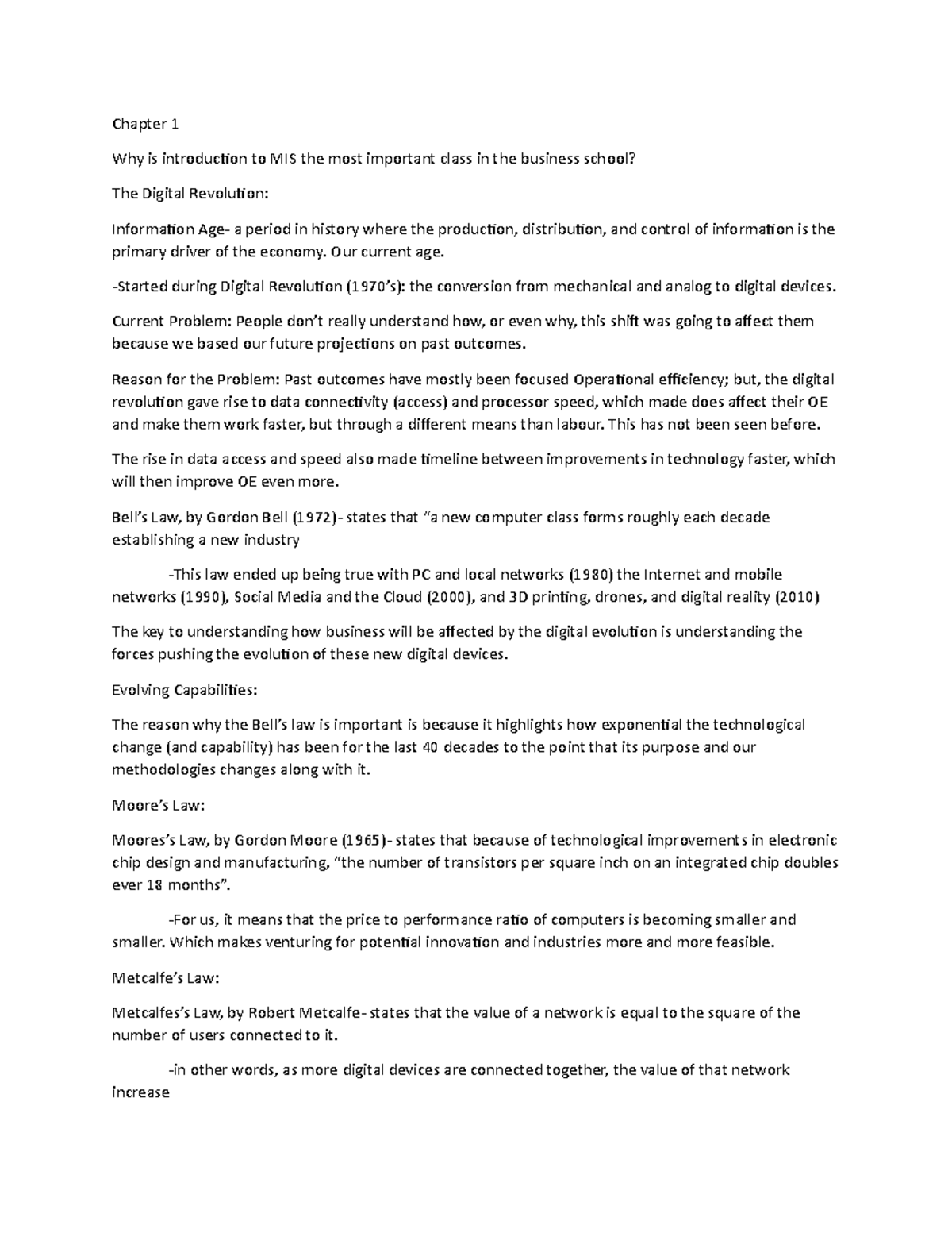 Chapter 1 - Book Notes - Chapter 1 Why is introduction to MIS the most ...