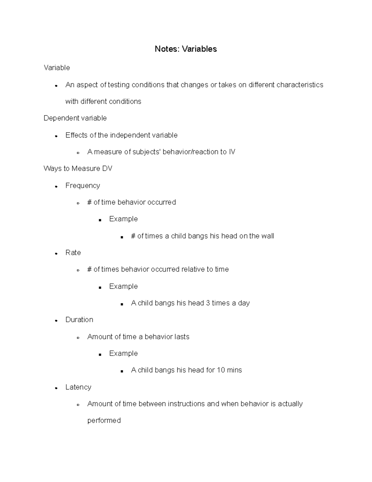 what are experimental variables psychology