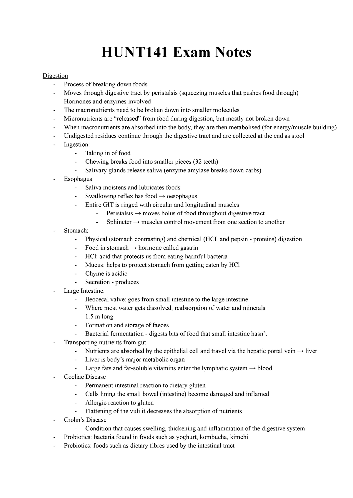 hunt141-exam-notes-hunt141-exam-notes-digestion-process-of-breaking